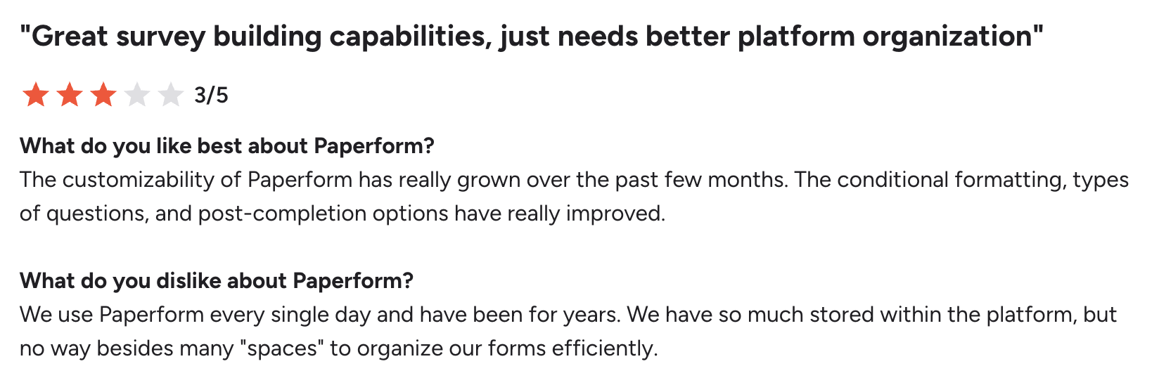 Paperform G2 review 2