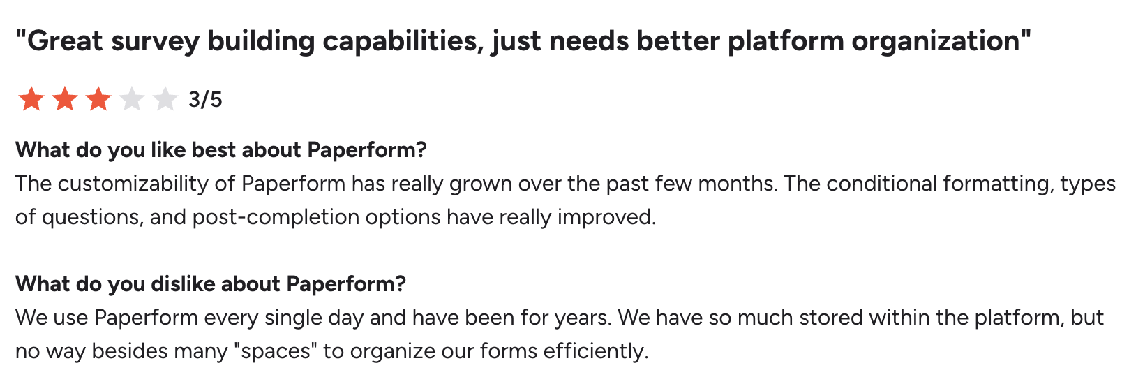 Paperform G2 review 1