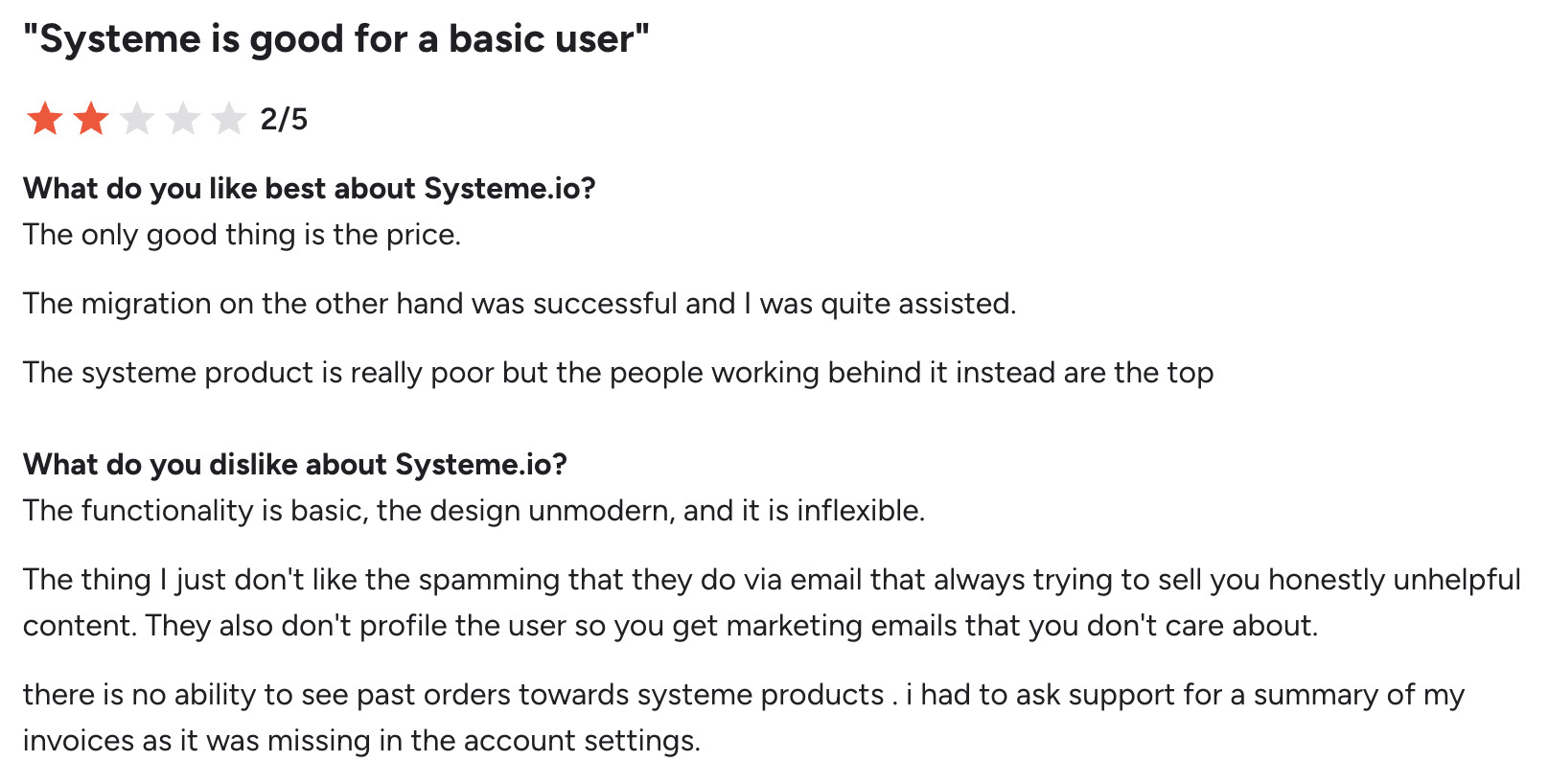 Systeme.io G2 review 2