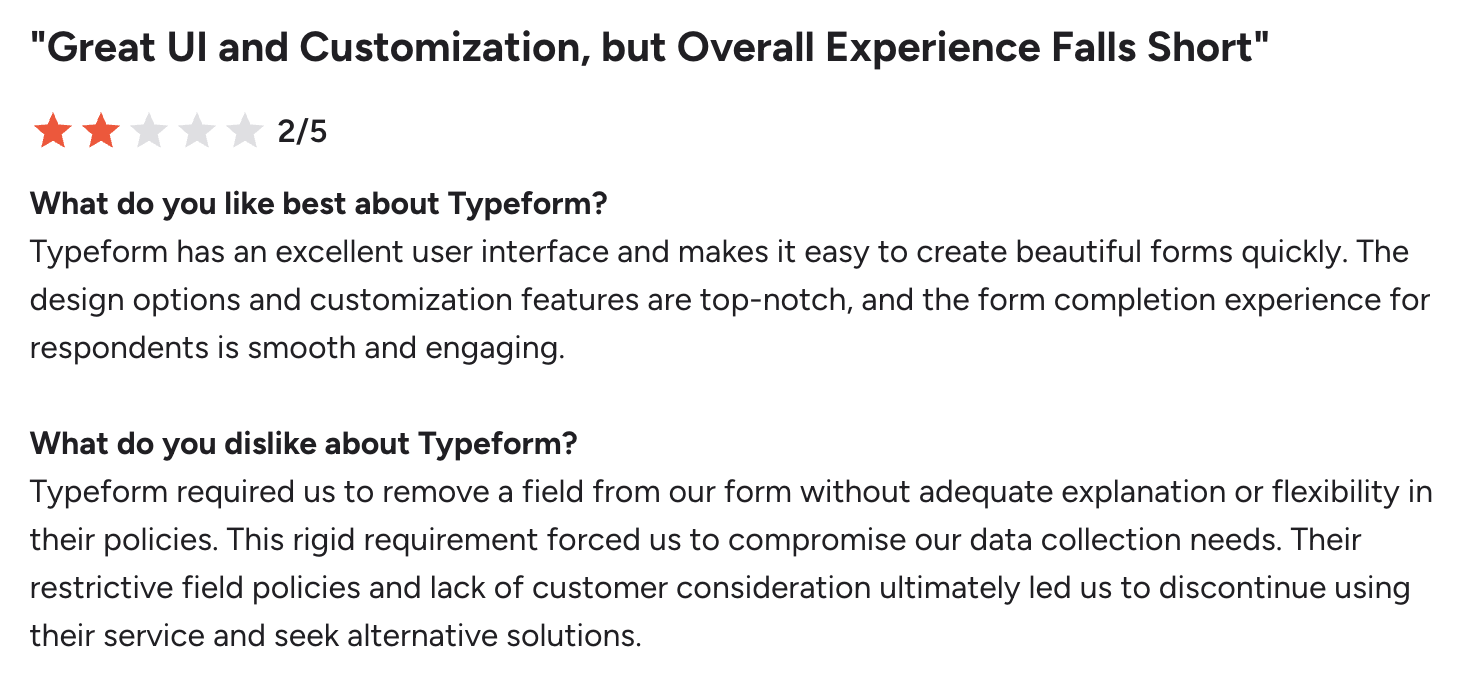 Typeform G2 review 2