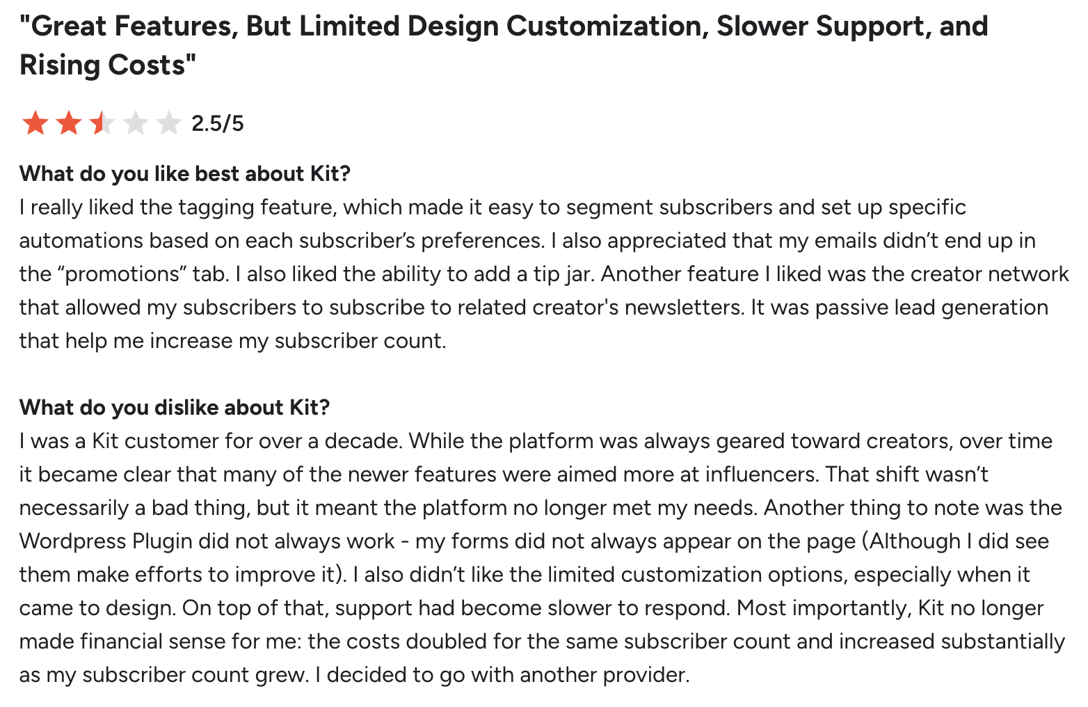 G2 review for Kit