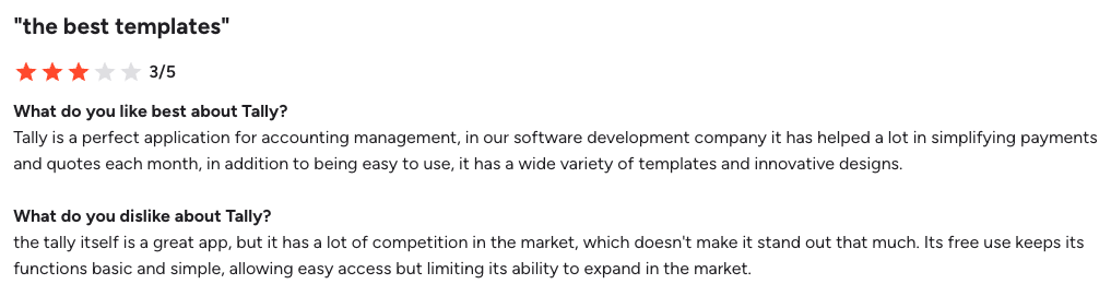 G2 review for Tally