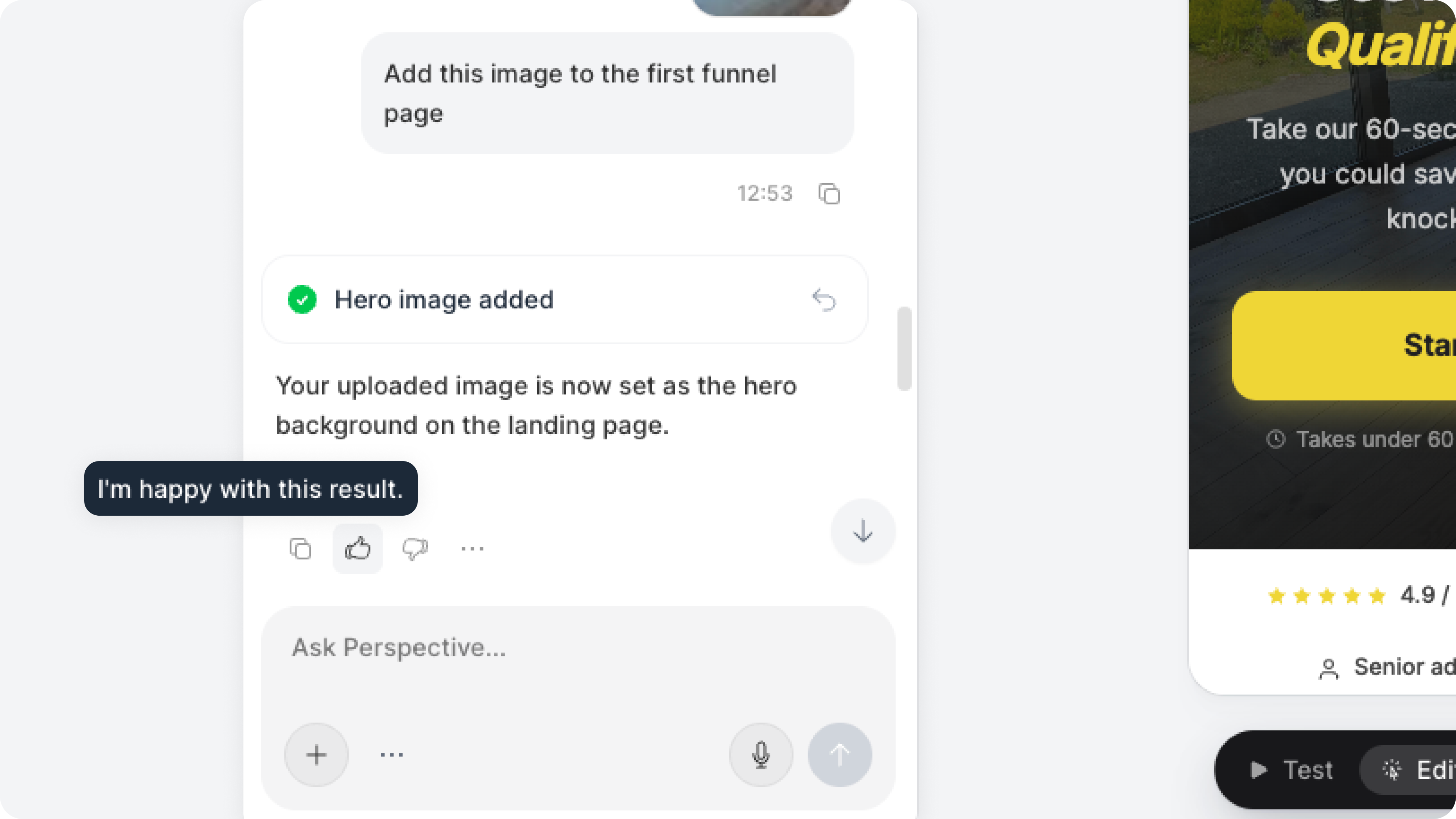 Chat Feedback – Tell the AI how it did 👍