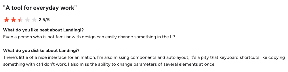 G2 review for Landingi
