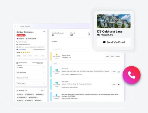BoldTrail smart CRM record tracking a buyer with 50 listing views, brokerage real estate lead generation software