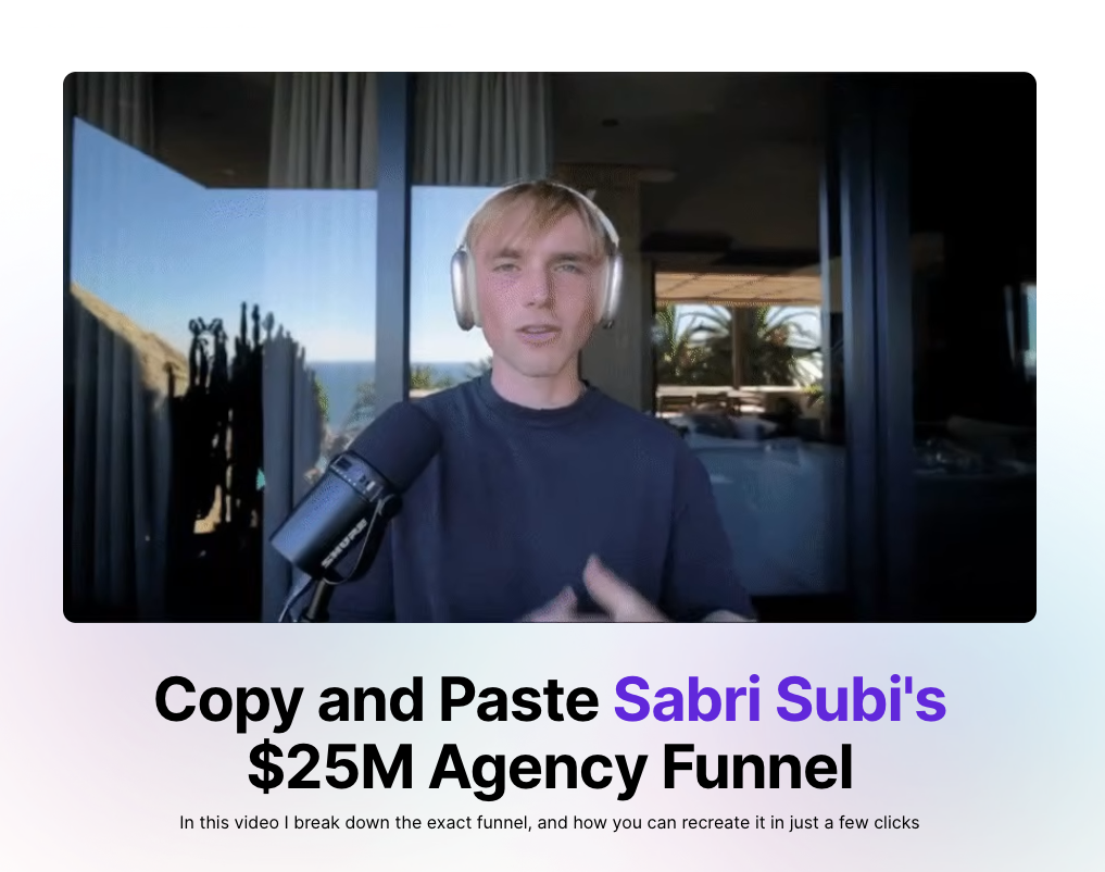 Sabri Subi $25M agency funnel teardown, the borrowed-authority pick in these B2B landing page examples