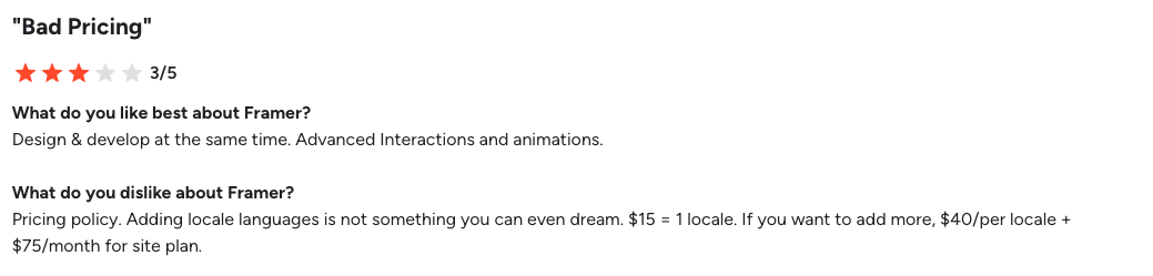G2 review for Framer