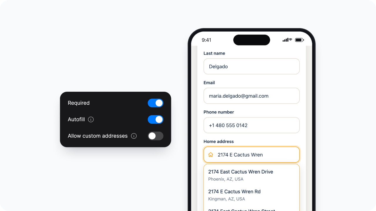 Address Autocomplete – Real addresses as visitors type 📍