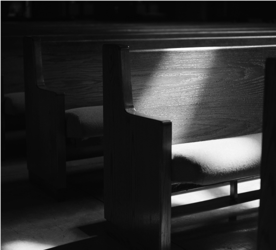 Church pews representing tokenized real estate for churches on the blockchain