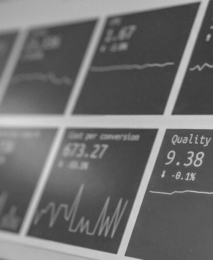 Digital dashboard with financial metrics, illustrating informed investment decisions through blockchain transparency