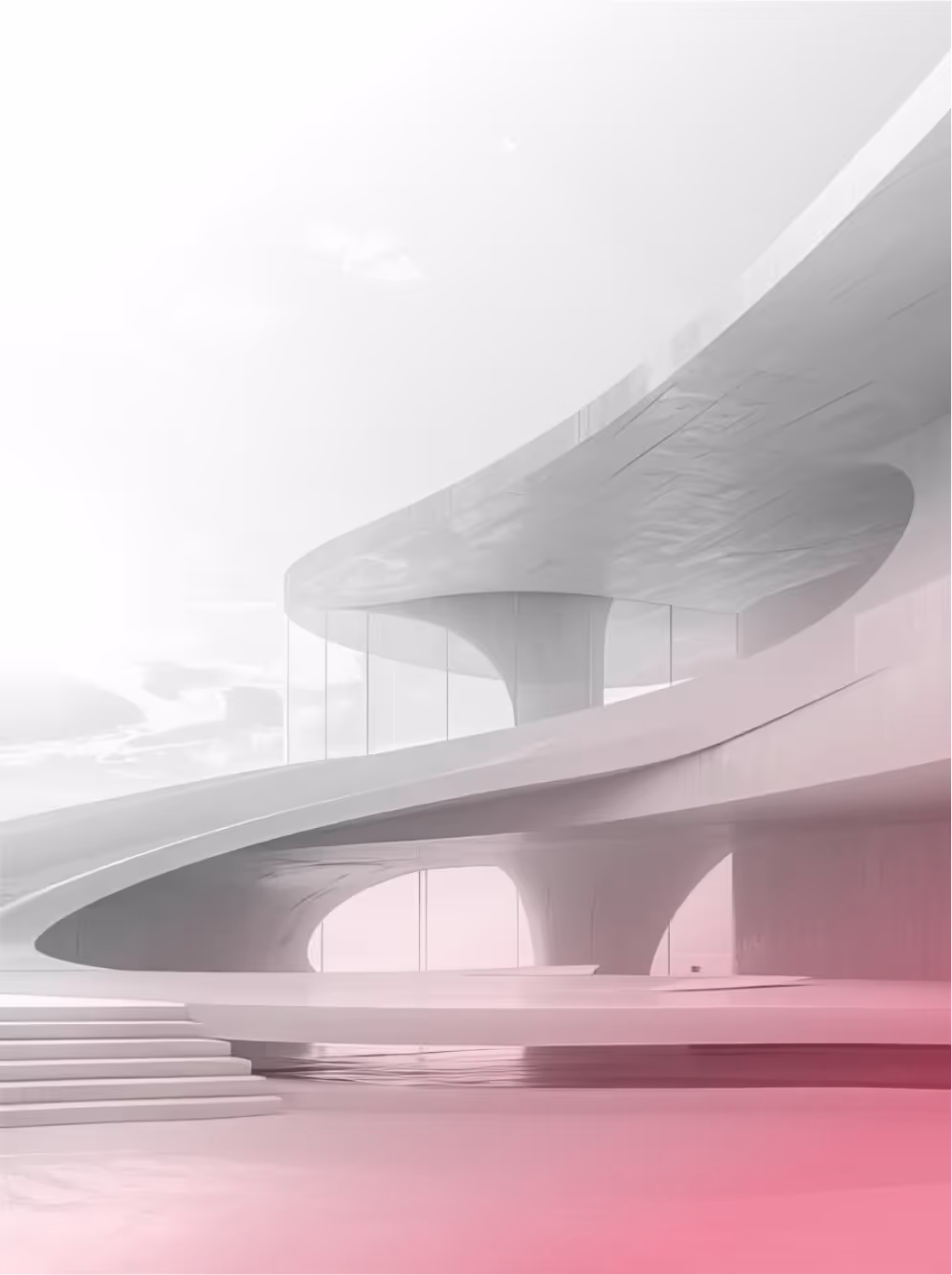 City skyline at sunrise with a pink hue, representing the future of real estate tokenization