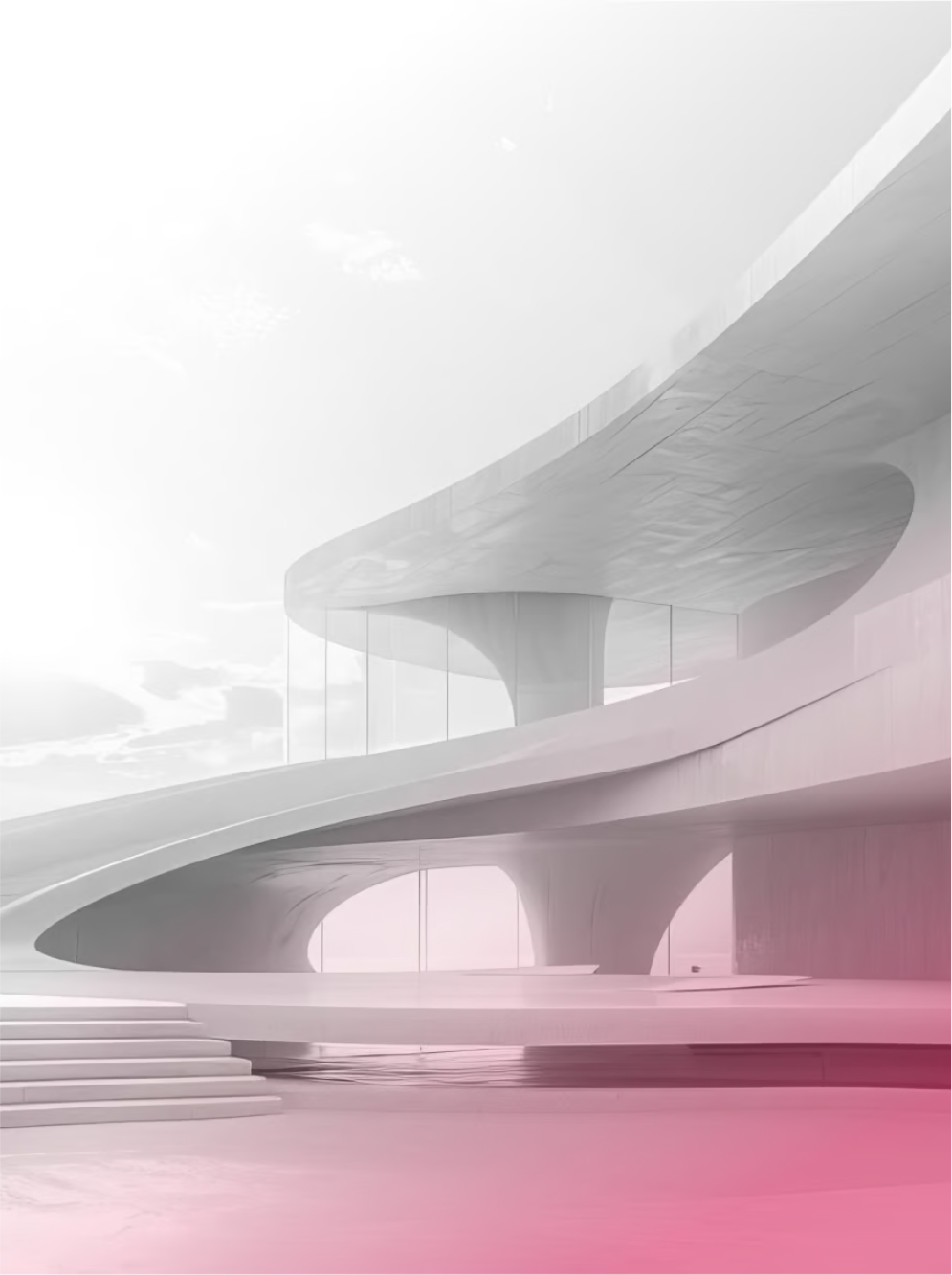 City skyline at sunrise with a pink hue, representing the future of real estate tokenization