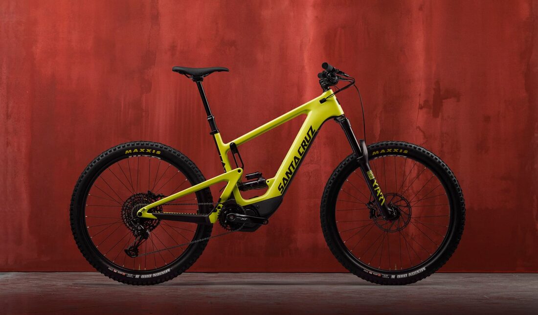 Electric mountain bike being ridden near Morzine