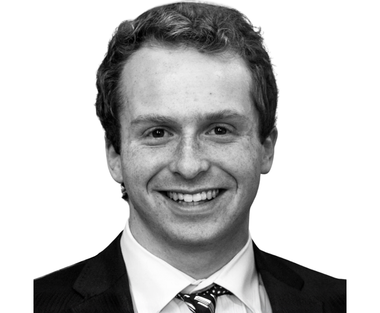 A man's professional headshot in black and white.