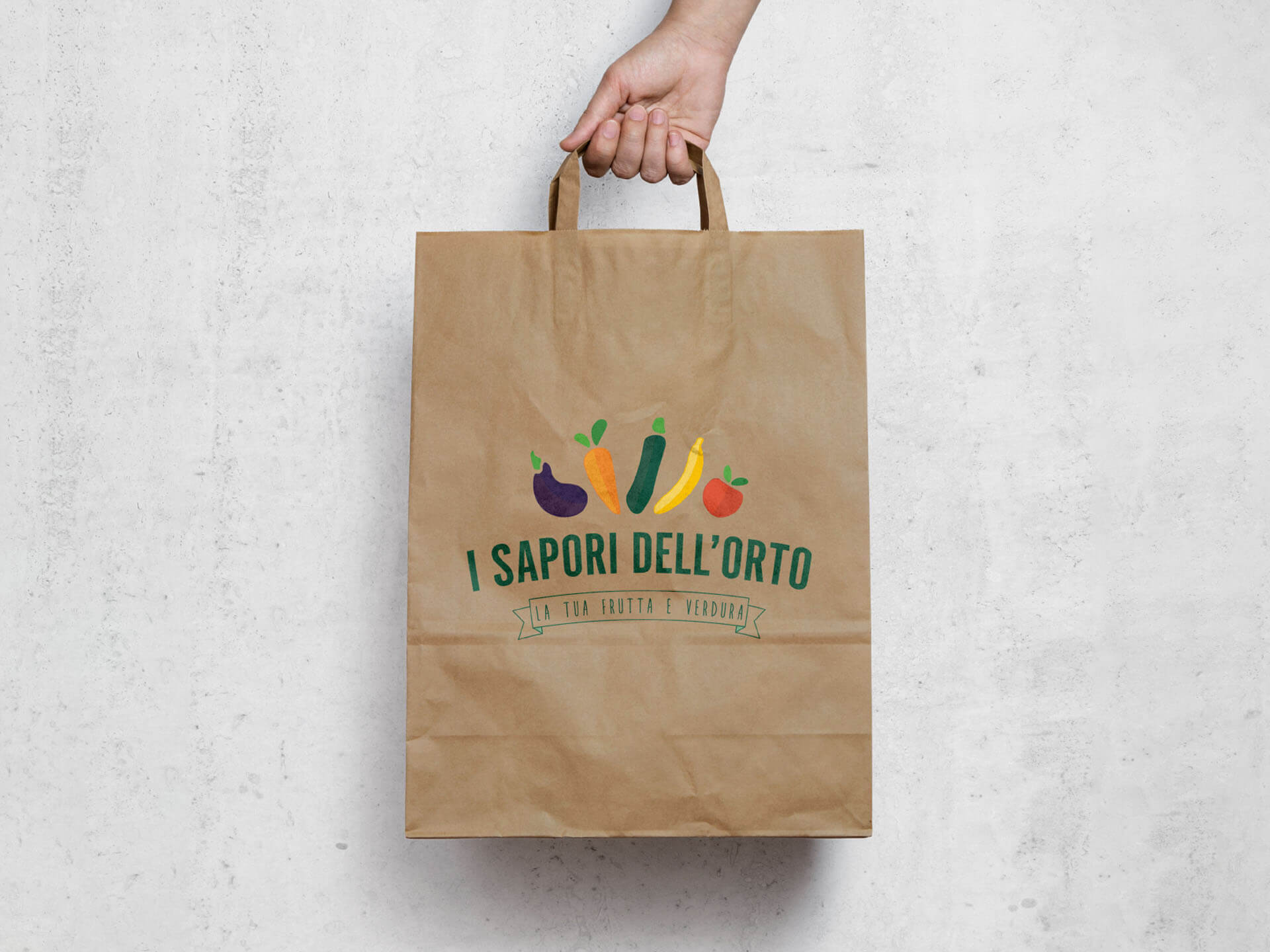 Dettaglio borsetta di carta "I sapori dell'orto"