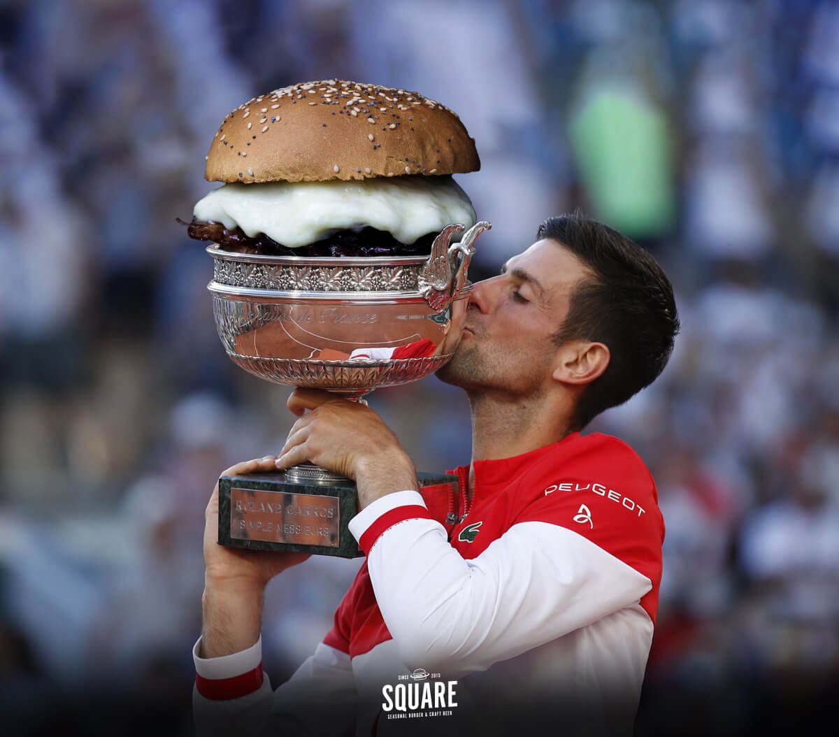 Fotomontaggio Novak Djokovic con panino