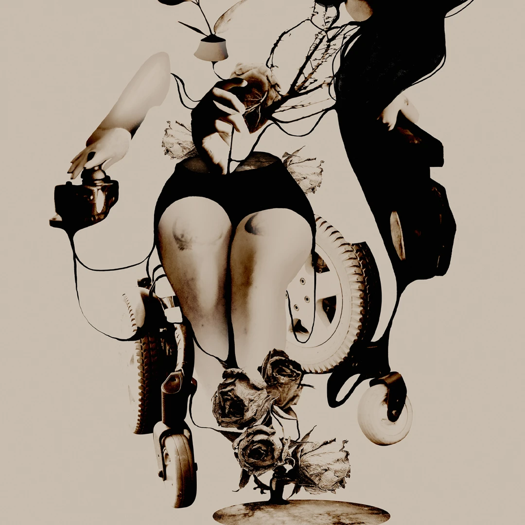 Mixed media collage of Jess
