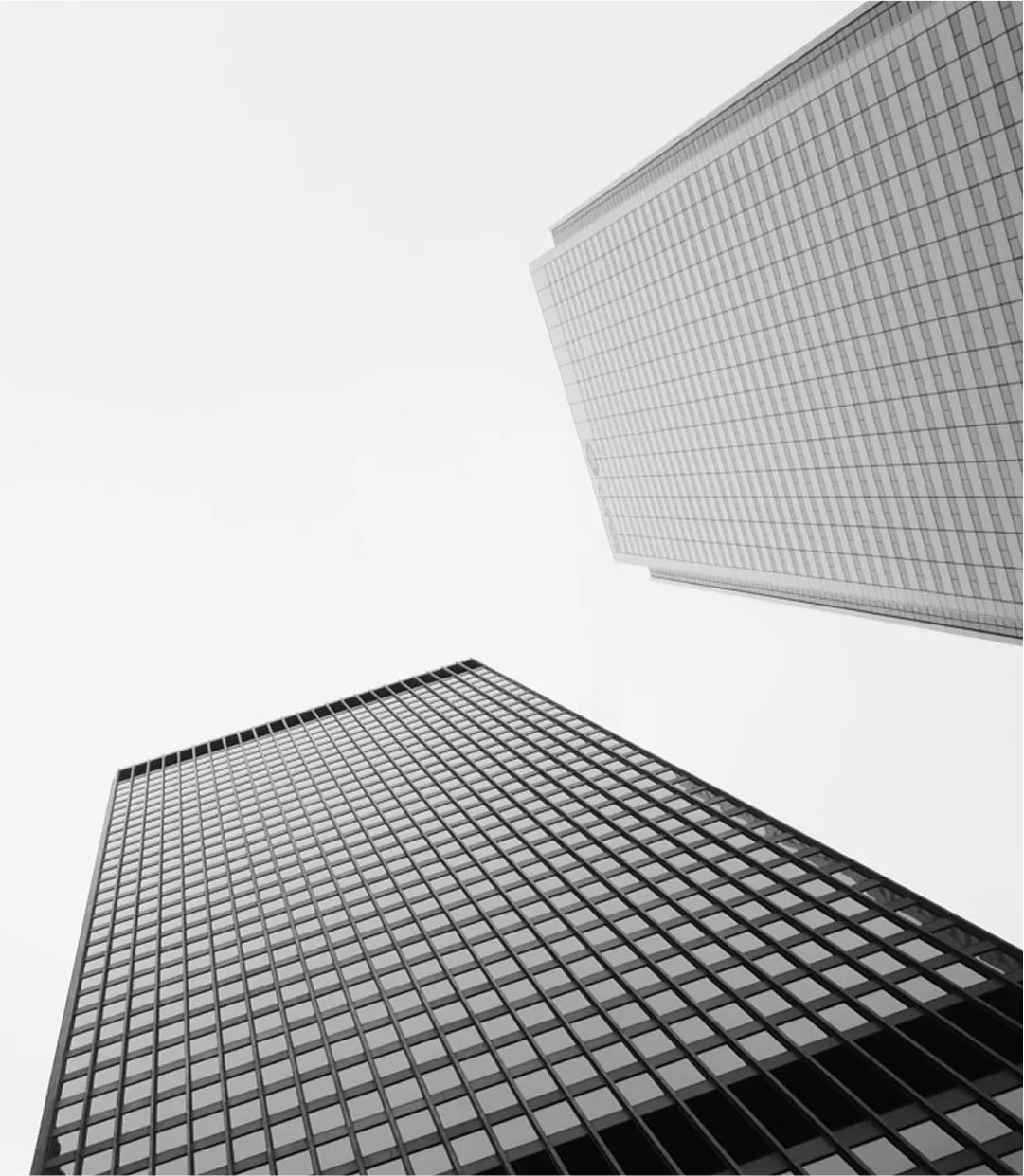 low angle of two skyscraper buildings