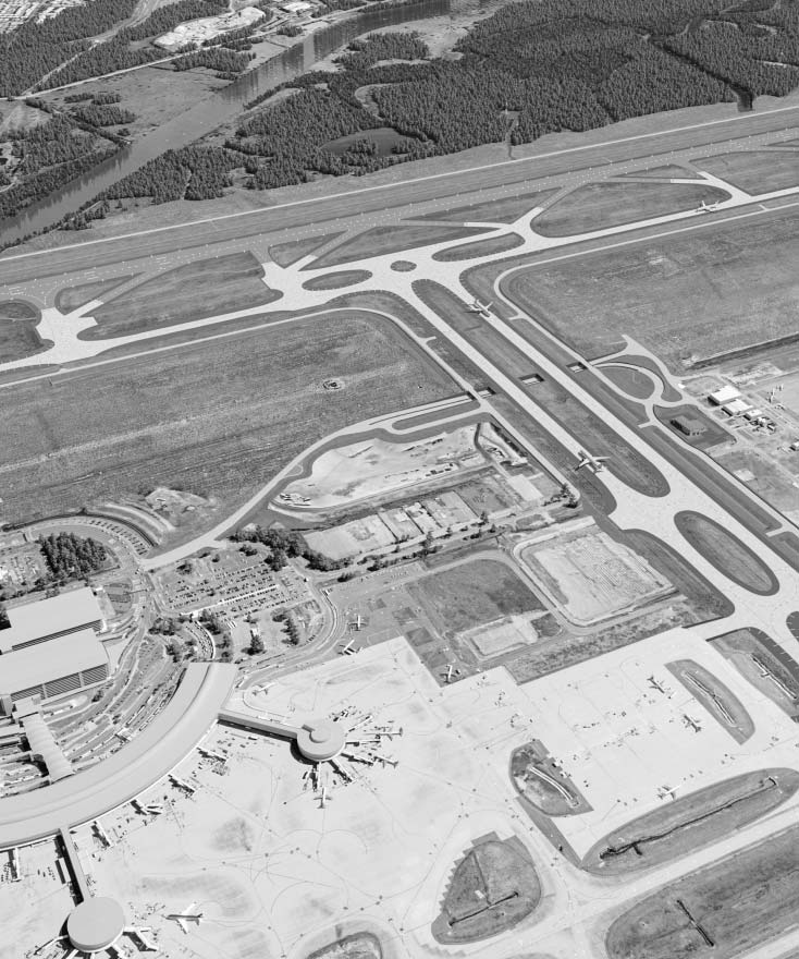 Overhead view of an airport