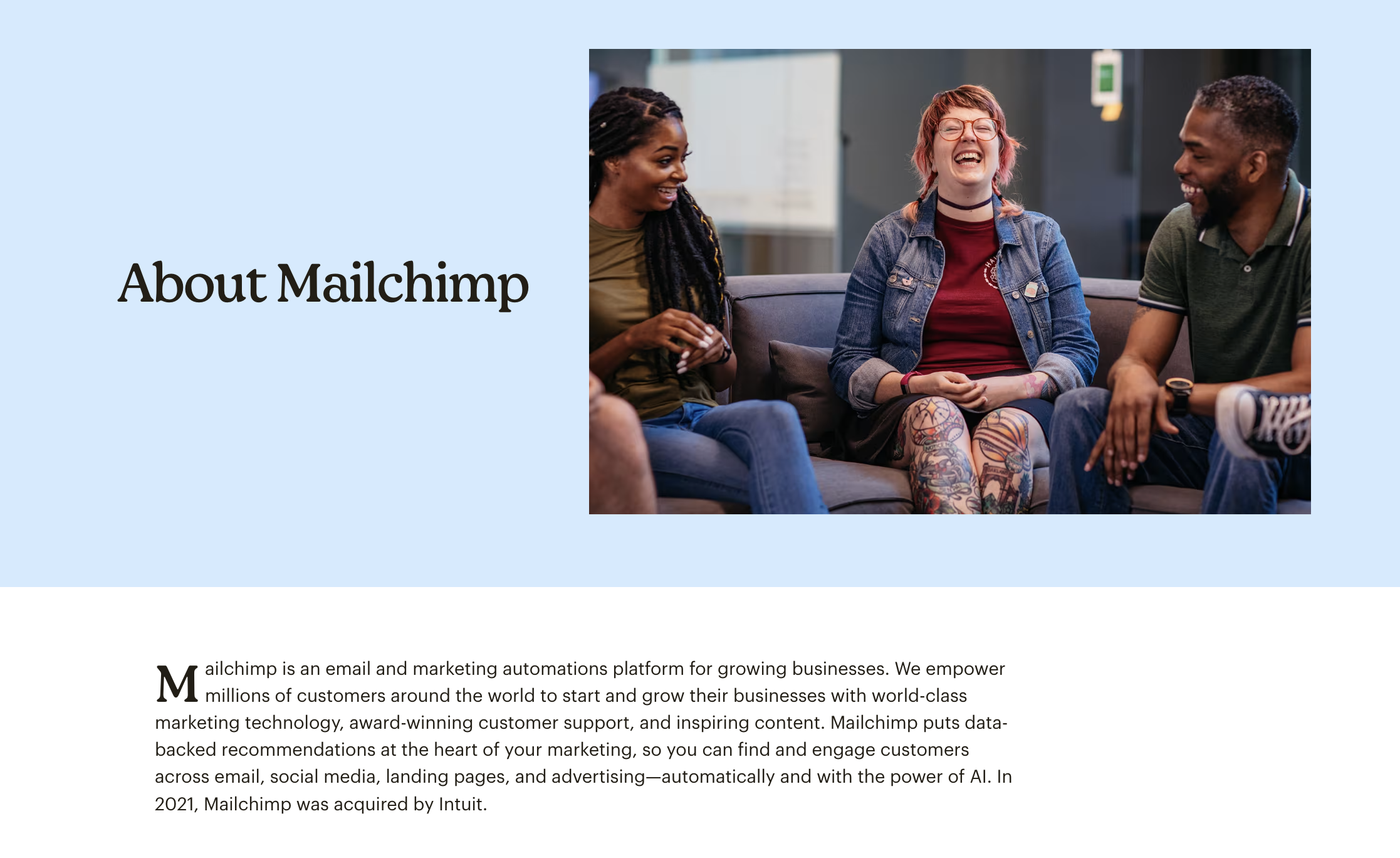 Mailchimp About us page