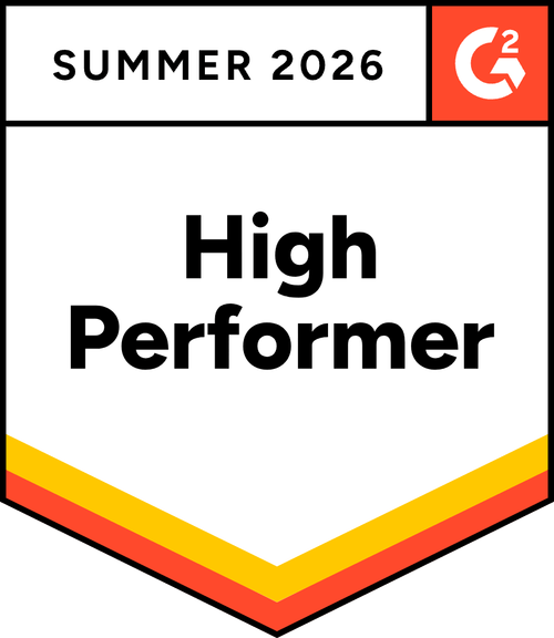 G2 High Performer badge for Summer 2026 with white background and orange-yellow border.