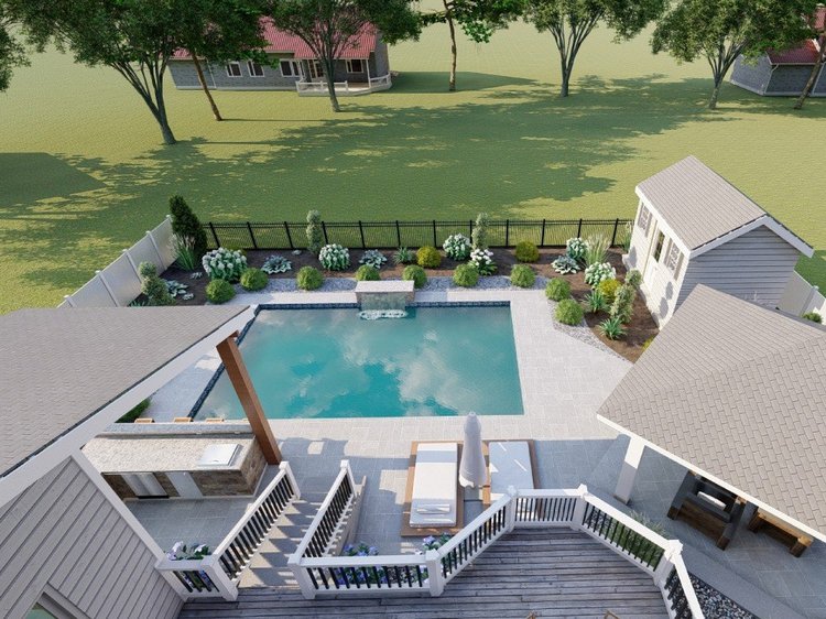 Lanscaping design ideas - Amazing 3d landscape, backyard, pool, garden, patio design #1
