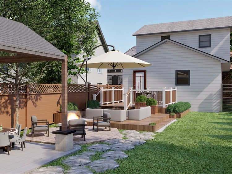 Lanscaping design ideas - 3D backyard,landscape,garden,patio,pool design with realistic image #1