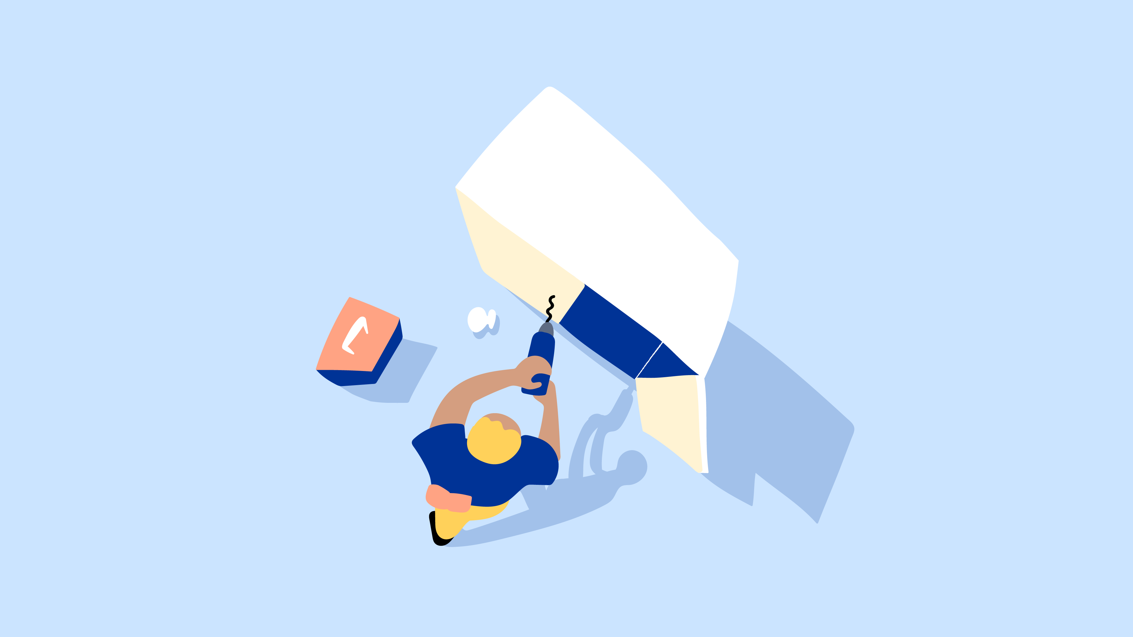 A brand illustration representing the home, featuring a handyman drilling a hole.