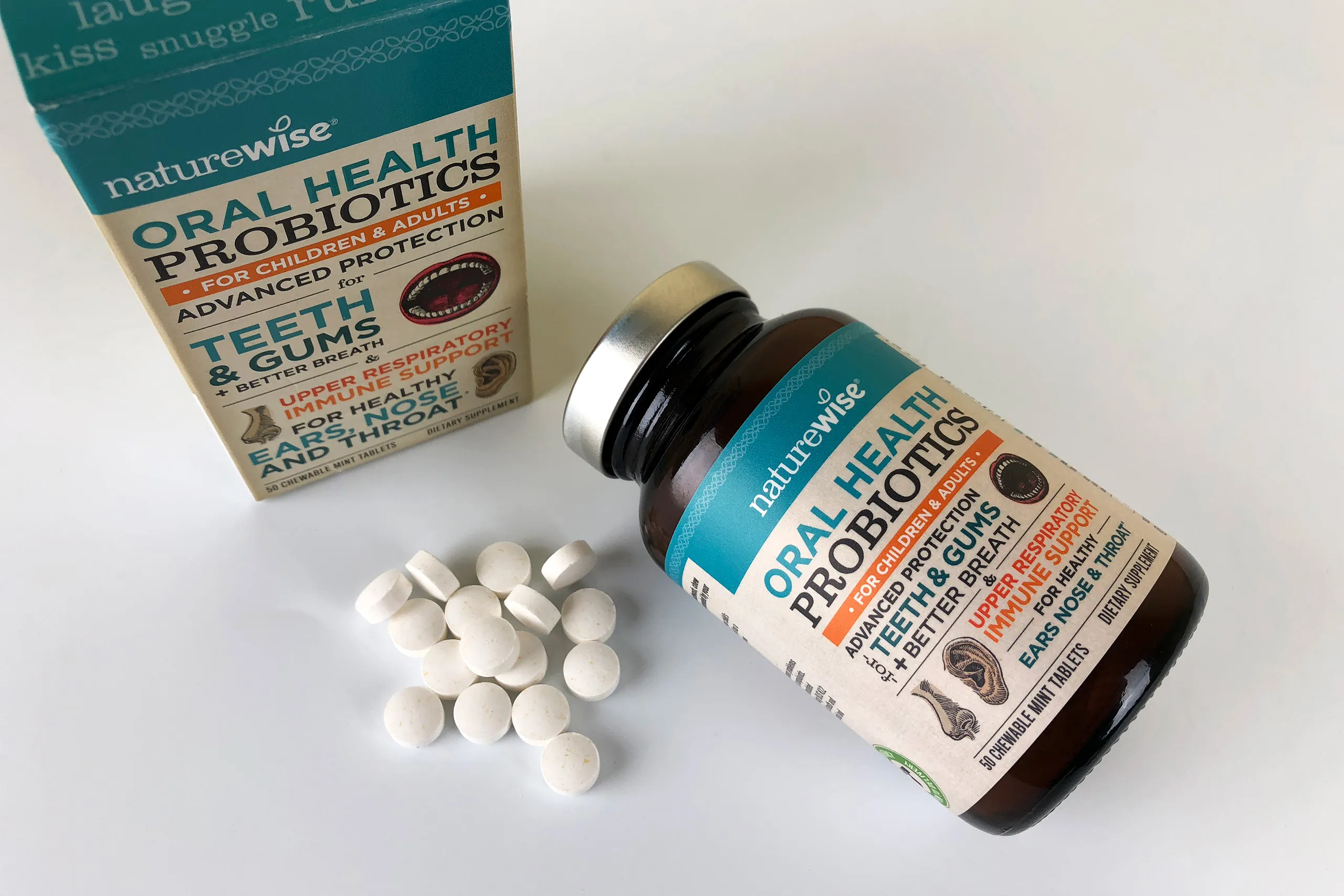 Bottle and Tablets NatureWise Oral Health Probiotics Branding Ashland Oregon by David Masters Group