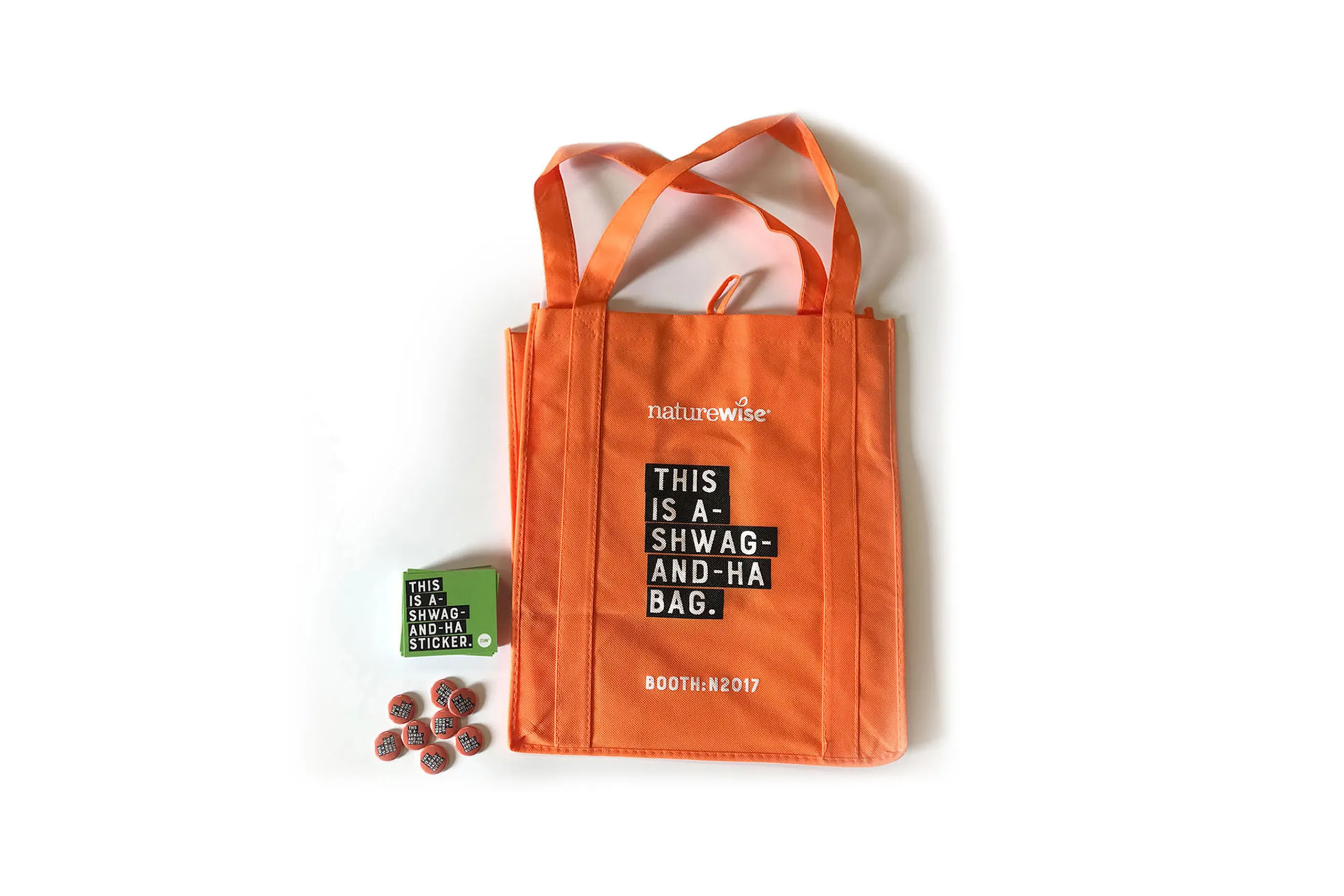 Bag and Stickers NatureWise Expo West Branding by David Masters Group