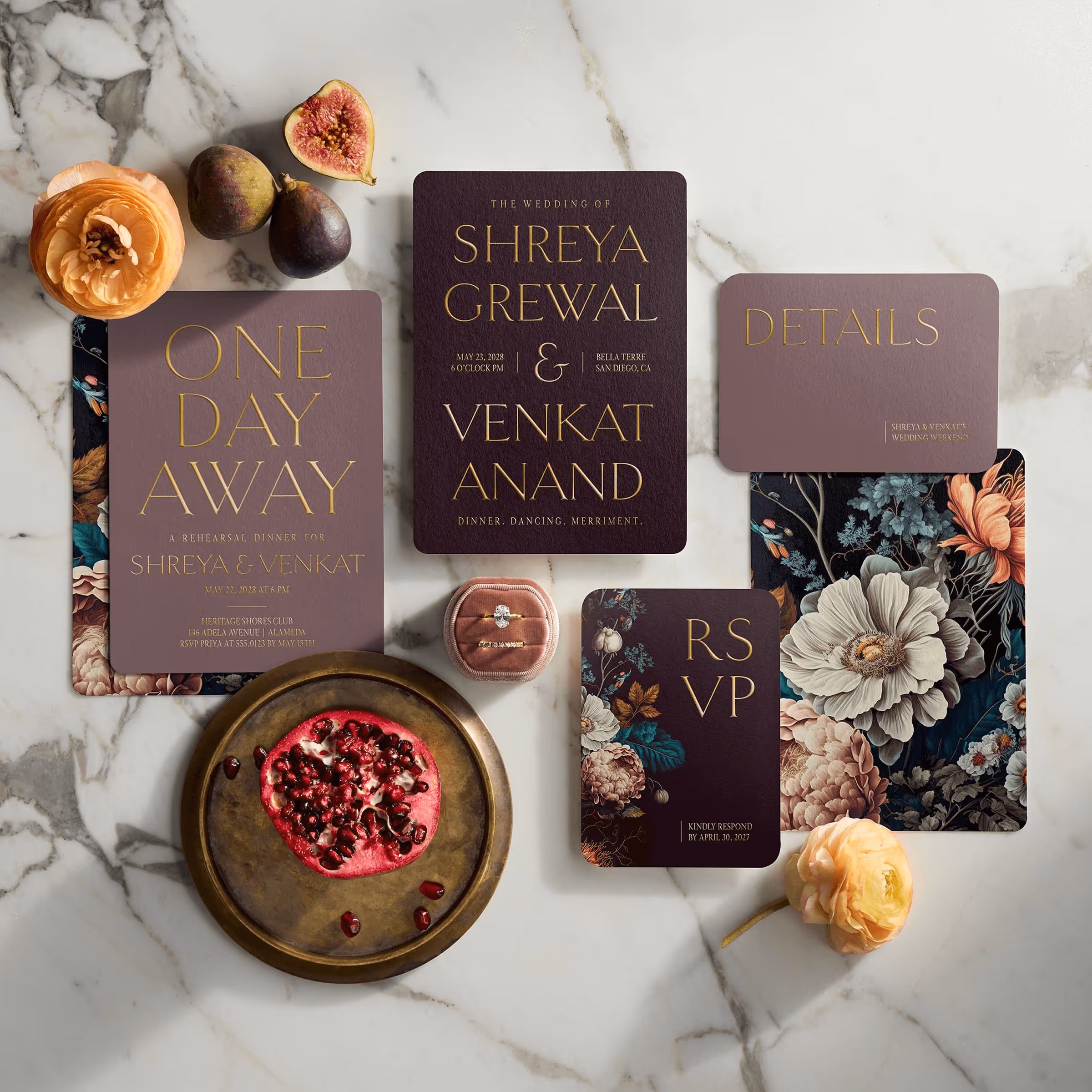 Weddings by Shutterfly Cards & Stationery Spread on marble BG