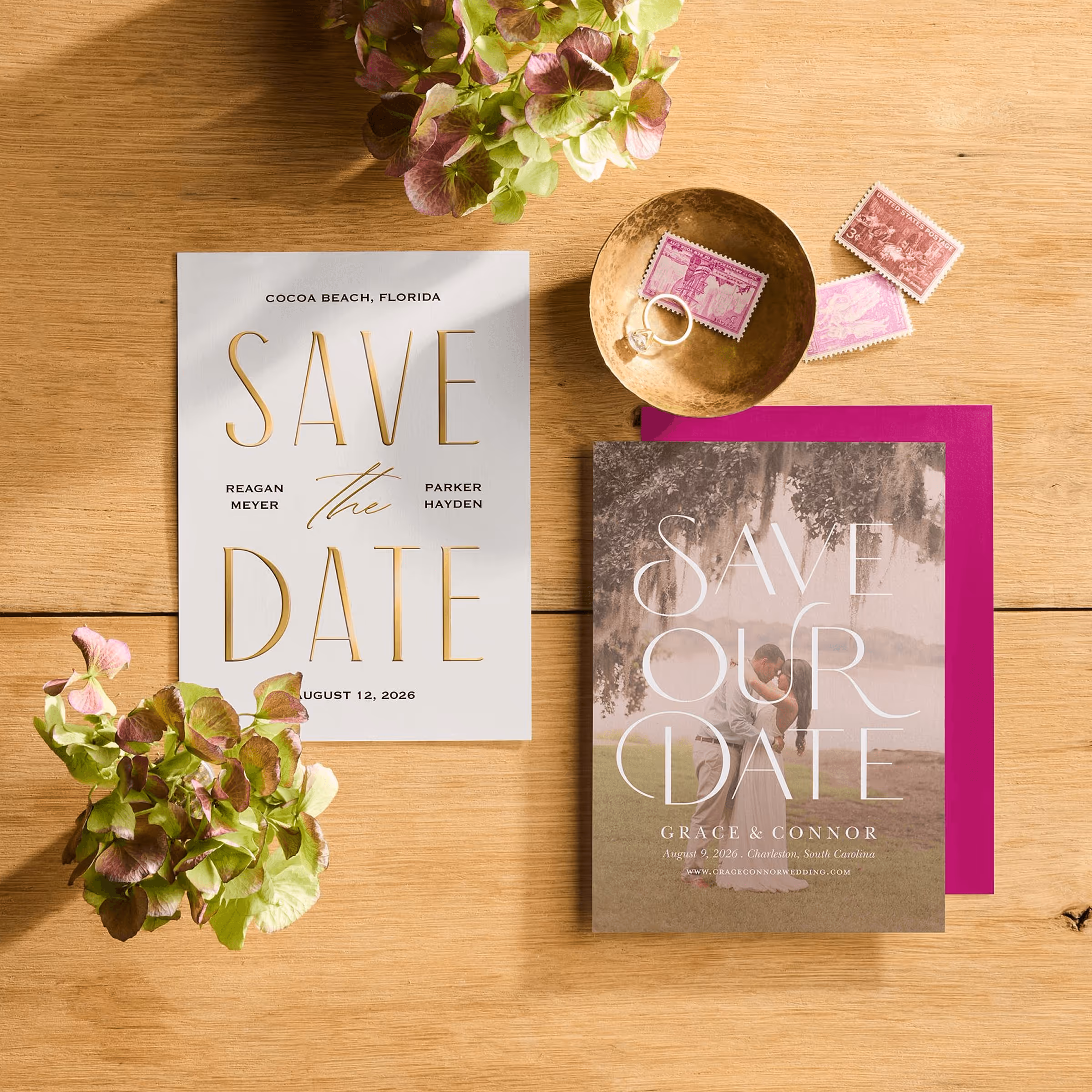 Weddings by Shutterfly Cards & Stationery Spread on wood BG