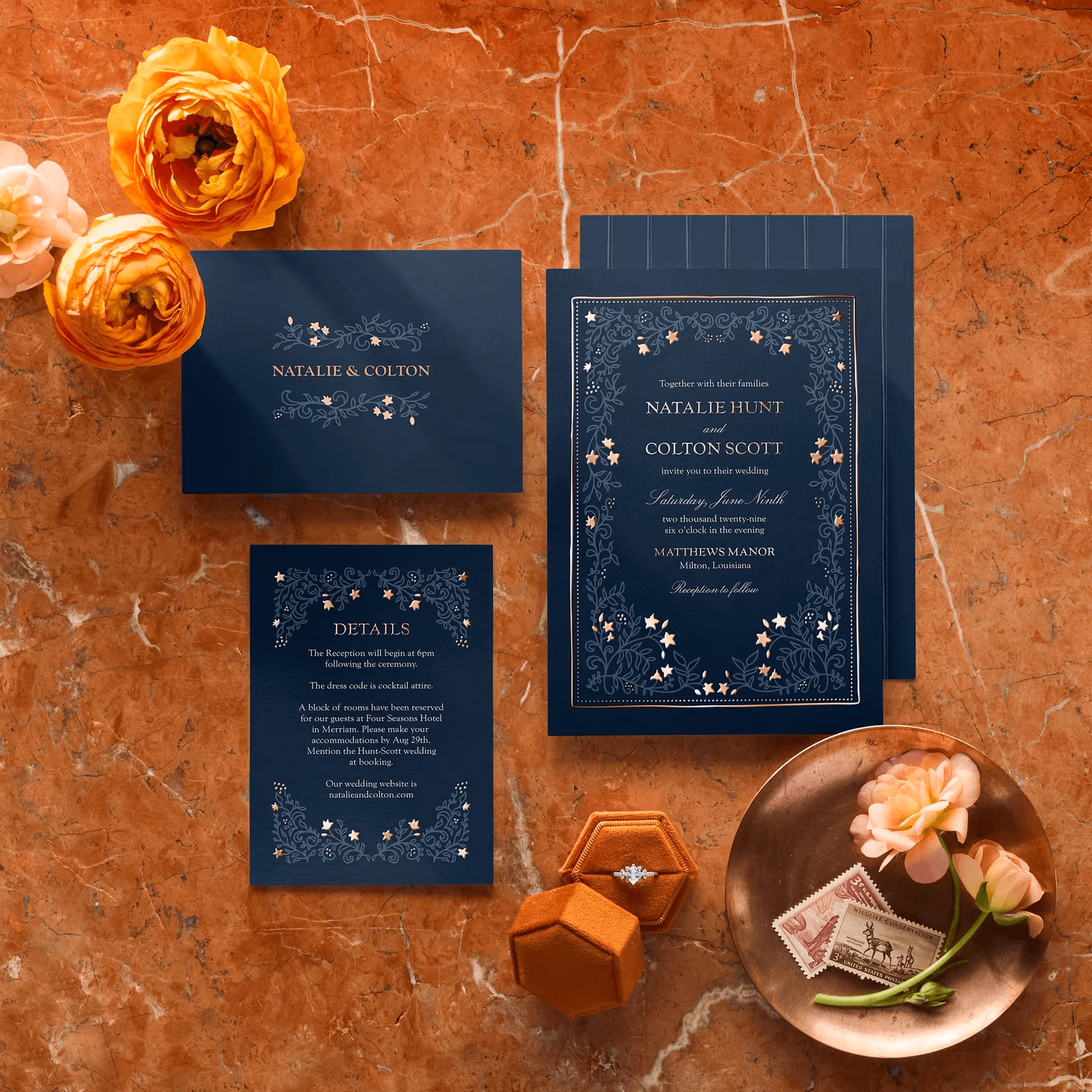 Weddings by Shutterfly Cards & Stationery Spread on Terracotta BG