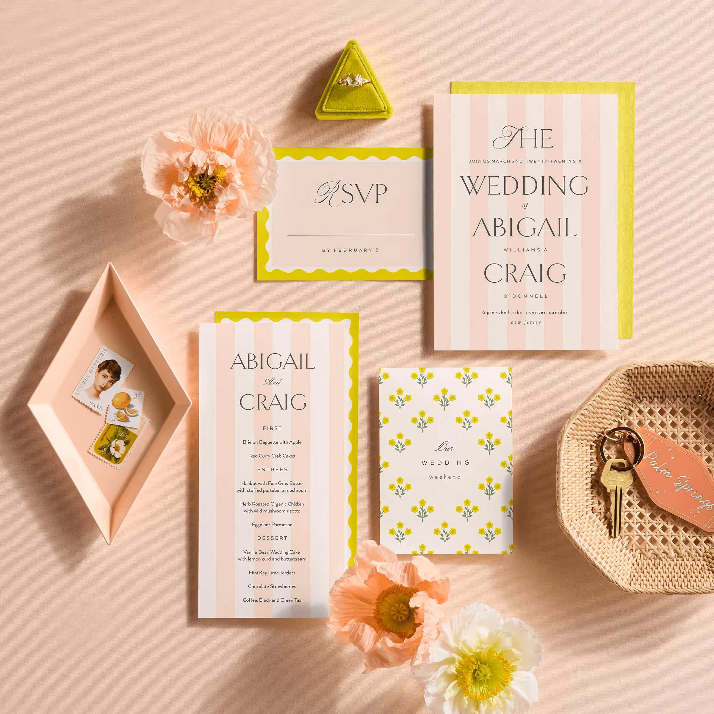 Weddings by Shutterfly Cards & Stationery Spread on soft pink BG