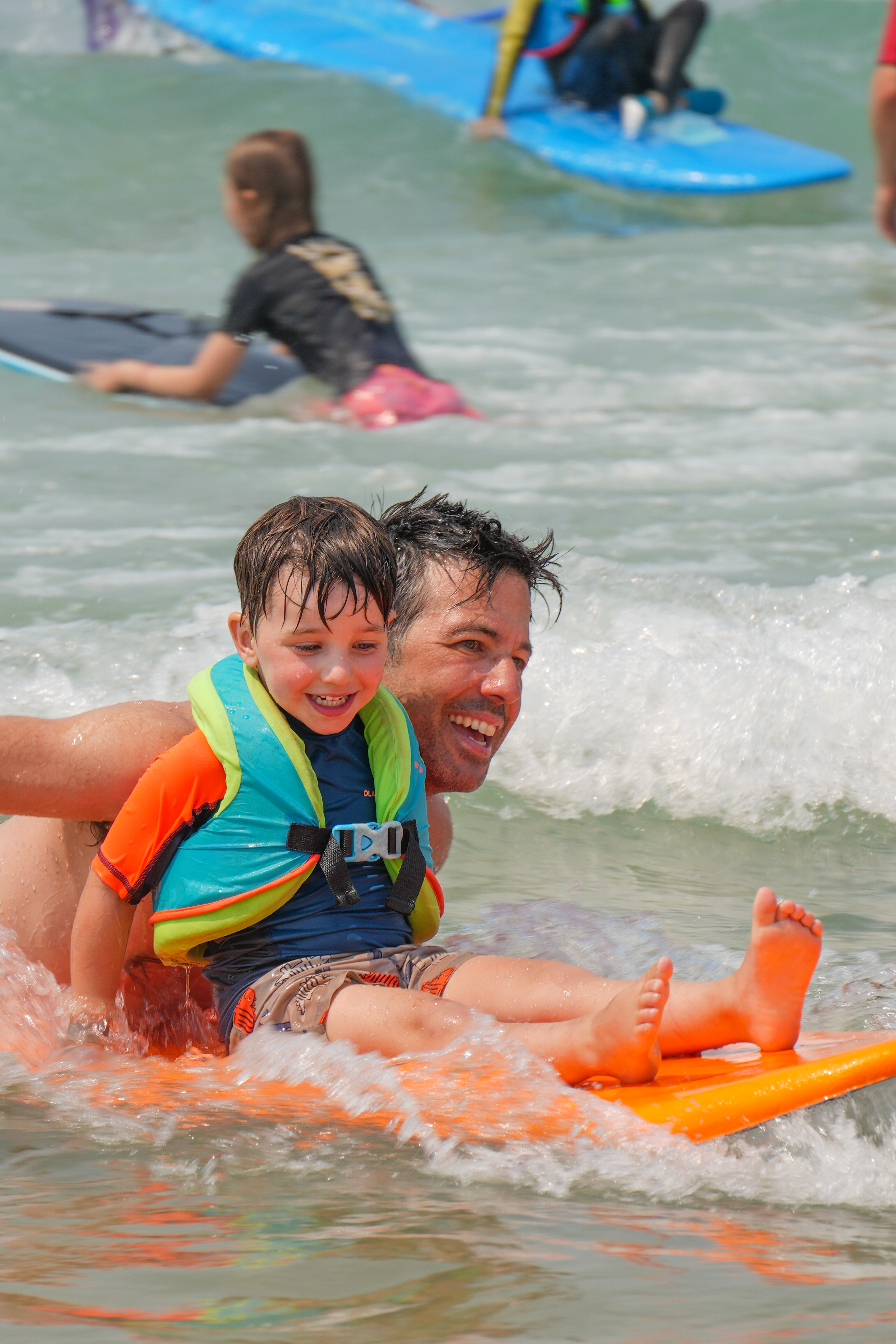 Maxi Monta surf - vader en kind op boogieboard