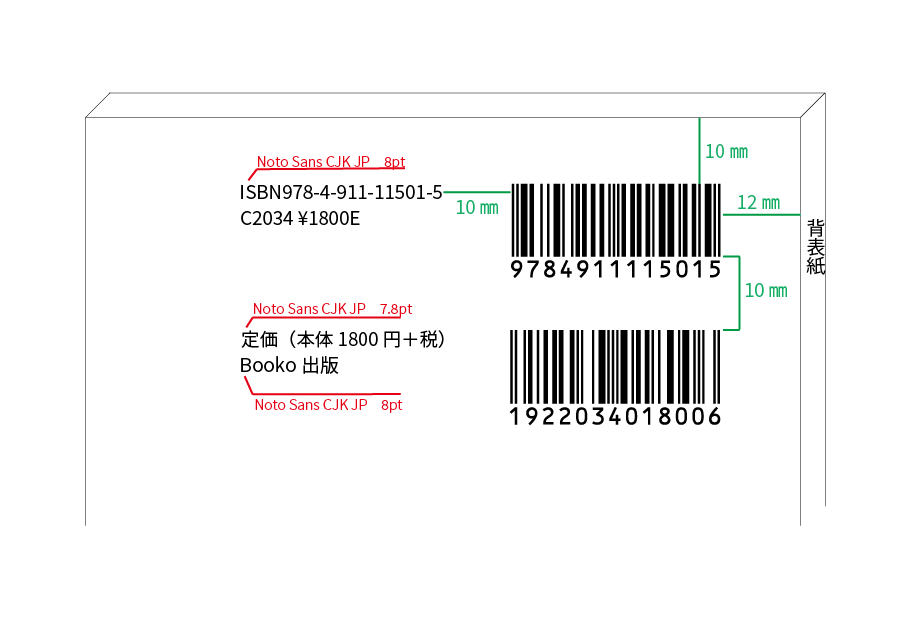見本：縦書きの本の場合