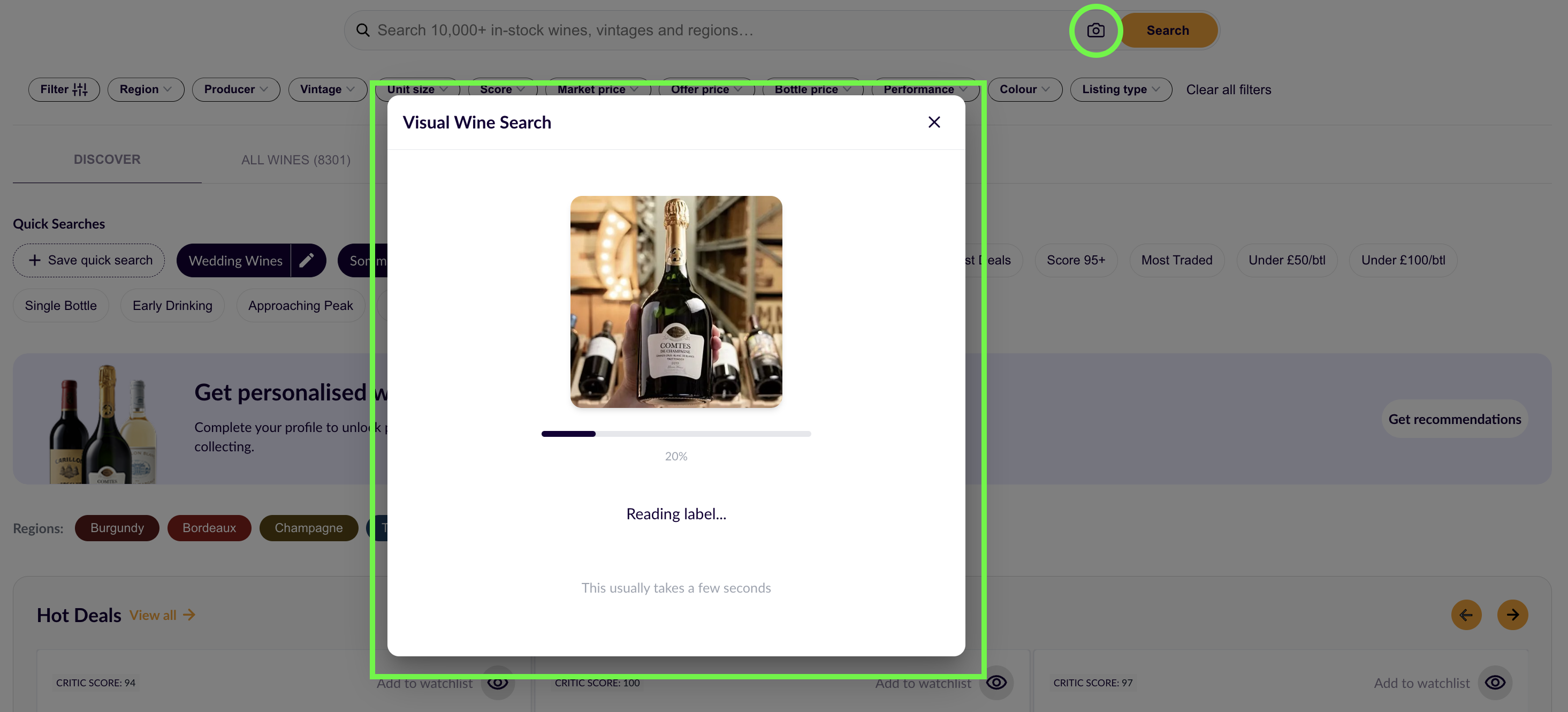 Search for wines using your photo on your phone or desktop app
