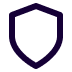 Simple navy blue outline of a shield shape on a white background.
