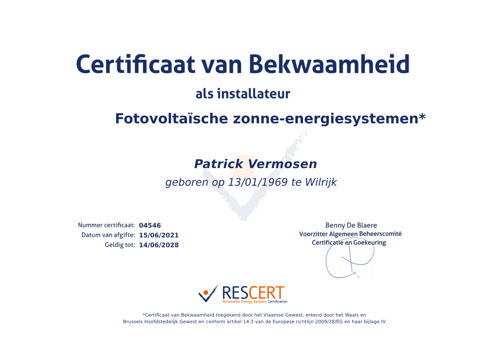 Certificaat van bekwaamheid
