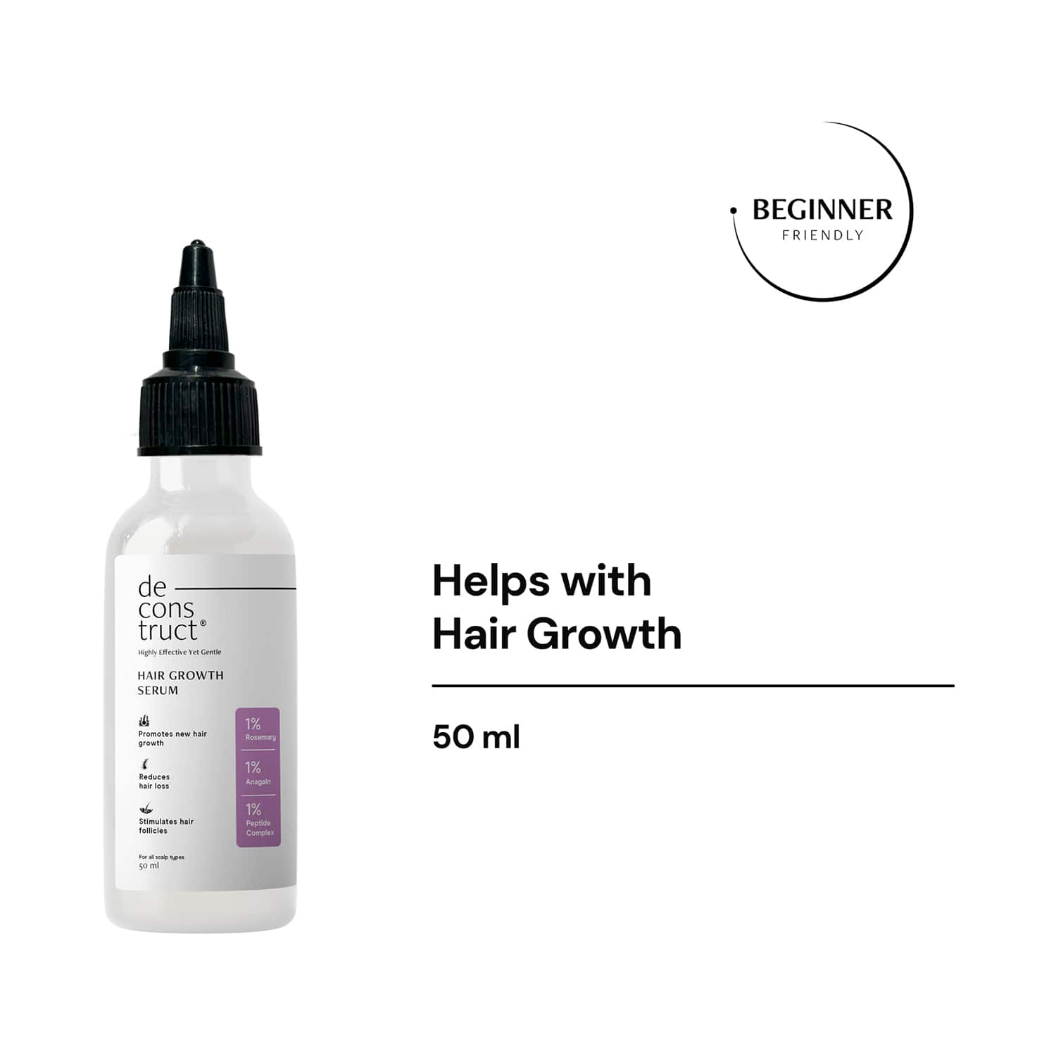 Deconstruct Hair Growth Serum 1% Rosemary + 1% Anagain + 1% Peptides Complex (50 ml)
