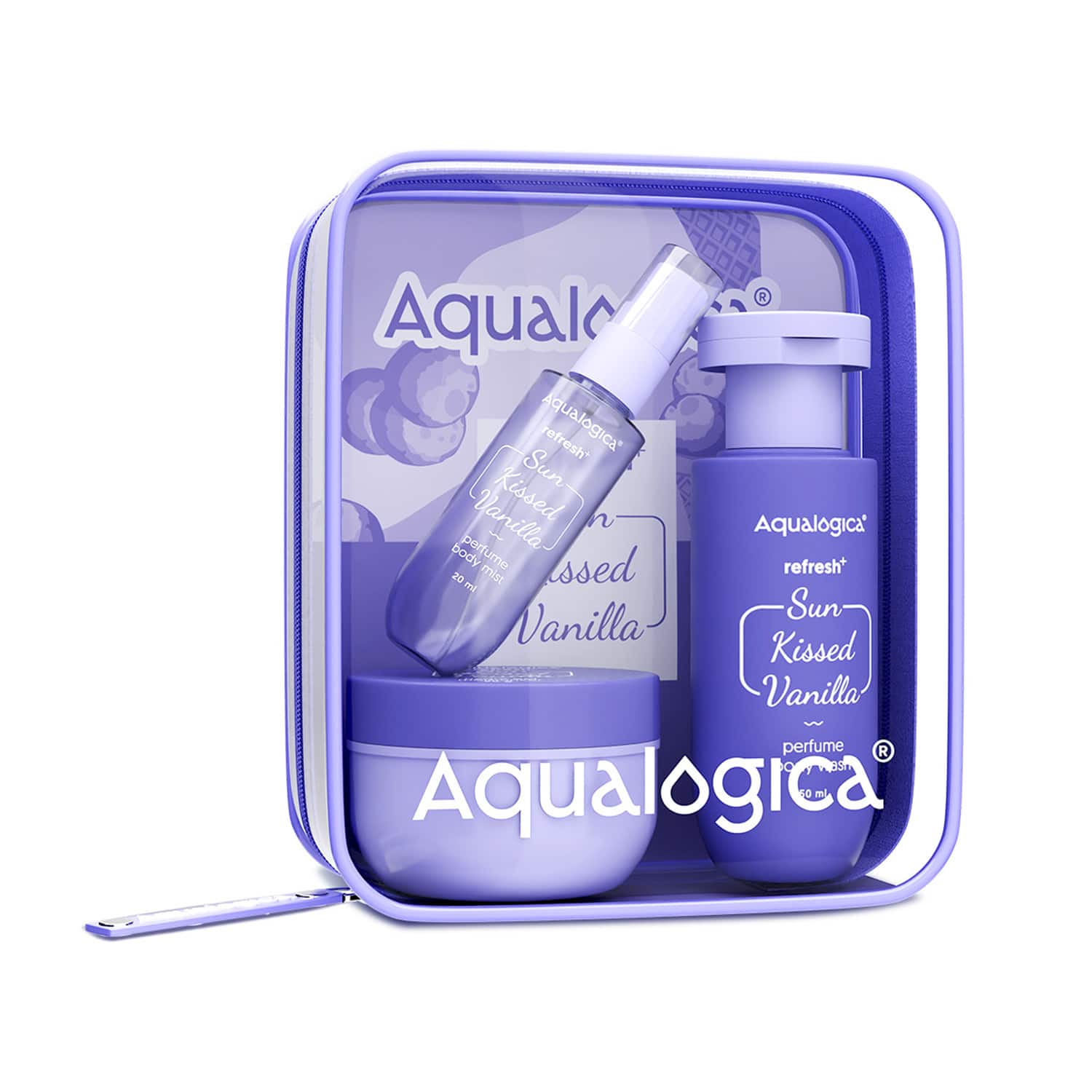 Aqualogica Refresh+ Sun Kissed Vanilla Body Care Set Warm Vanilla Fragrance Premium Gift (3 pcs)