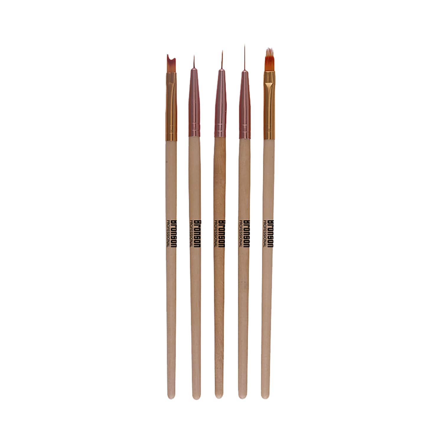 Bronson Professional Nail Art Ombre Brush & Gel Liner Brush Set - Brown (5pcs)