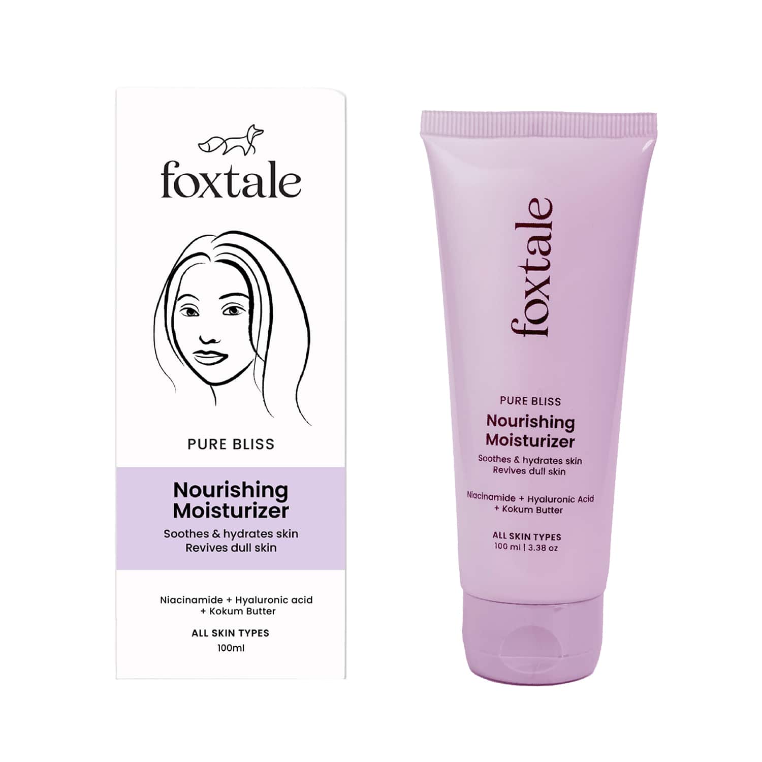 Foxtale Nourishing Moisturiser with Niacinamide & Vitamin E for 24hrs Hydrated Glowing Skin (100ml)