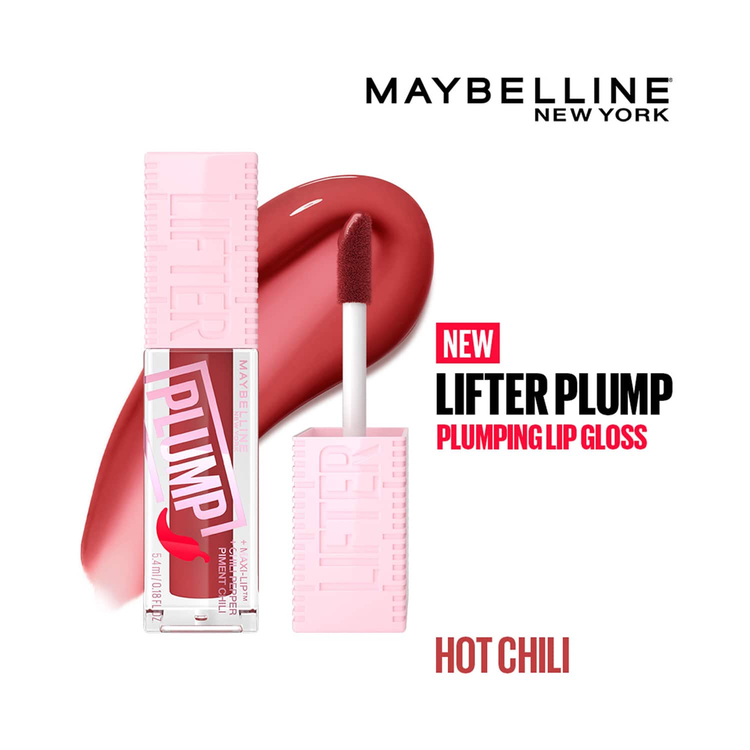 Maybelline New York Lifter Plump Plumping Lip Gloss - Hot Chili (5 ml)