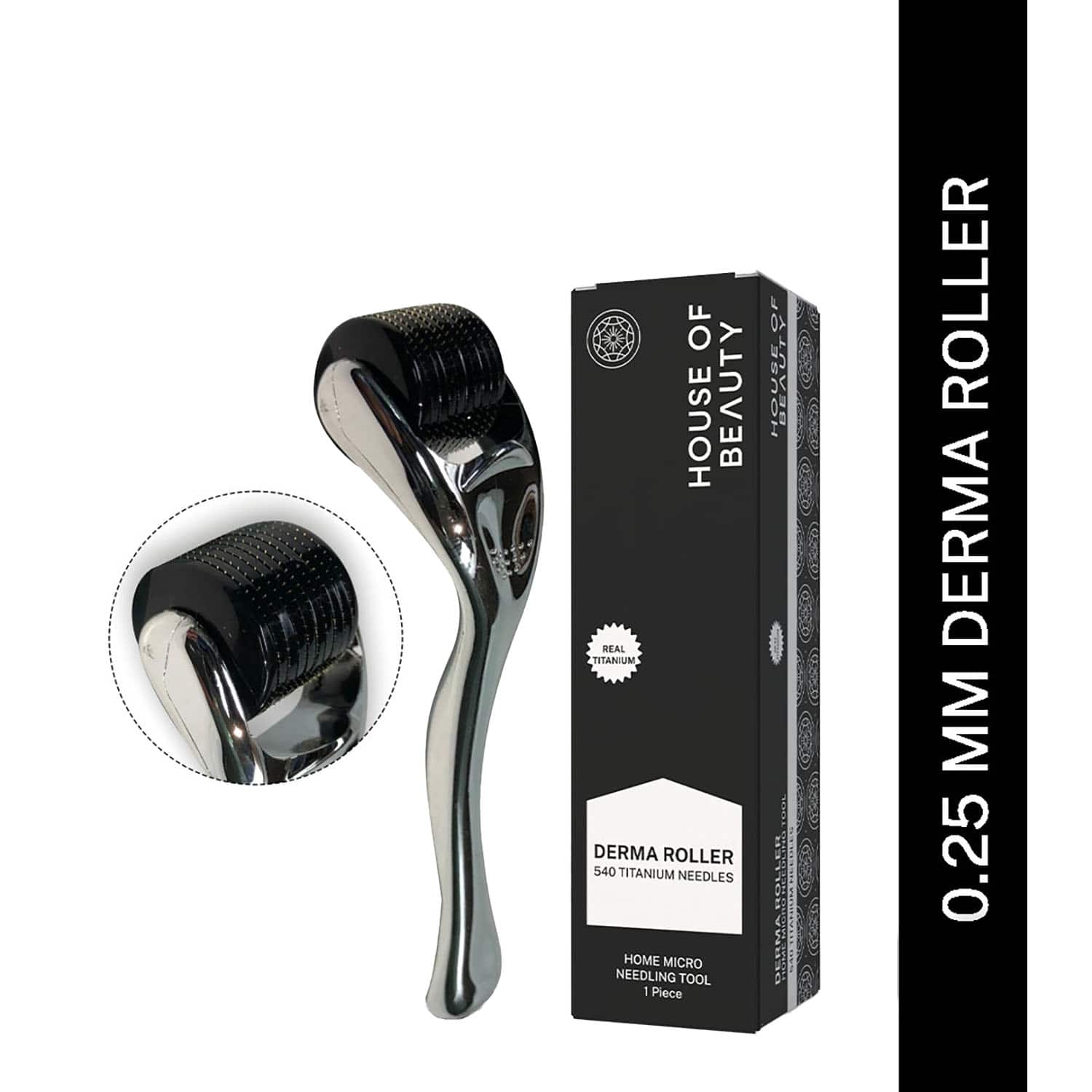 House of Beauty Derma Roller 0.25mm For Boosting Collagen, Fades Dark Spots & Acne Scars (1 Pc)