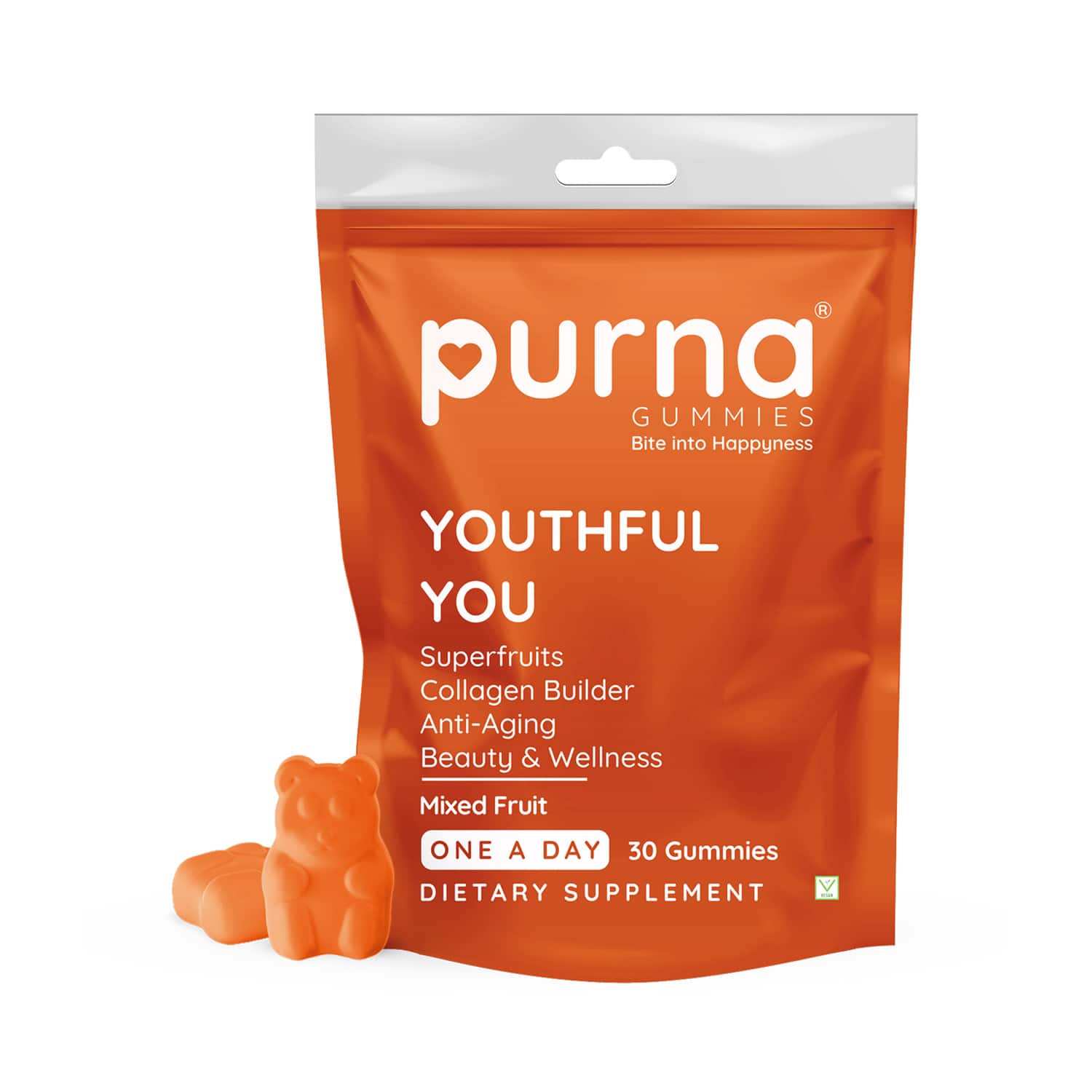 Purna Gummies Superfruits Collagen Gummies For Hair And Skin - Mixed Fruit Flavor (30 Pcs)