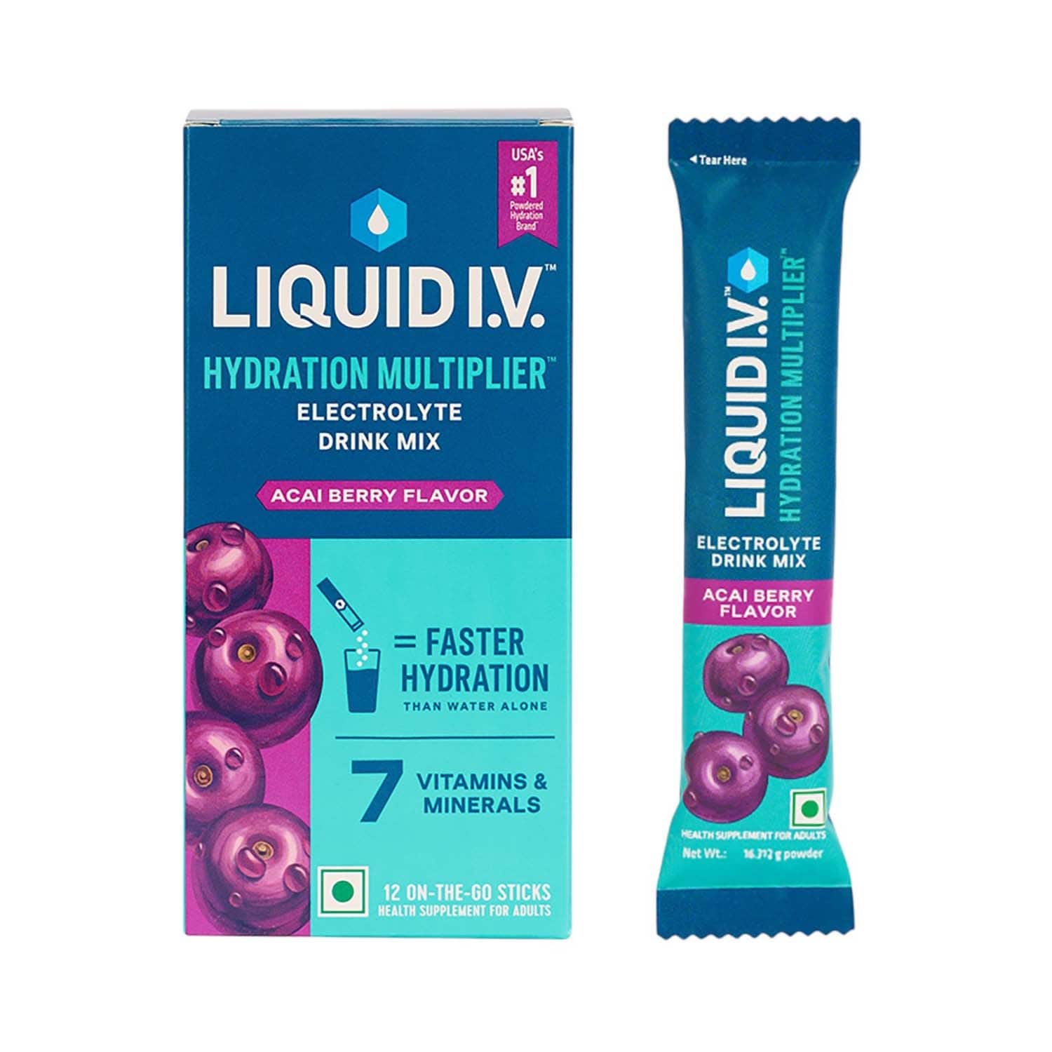 Liquid I.V. Hydration Multiplier - Acai Berry Electrolyte Powder Drink Mix (12 pcs)