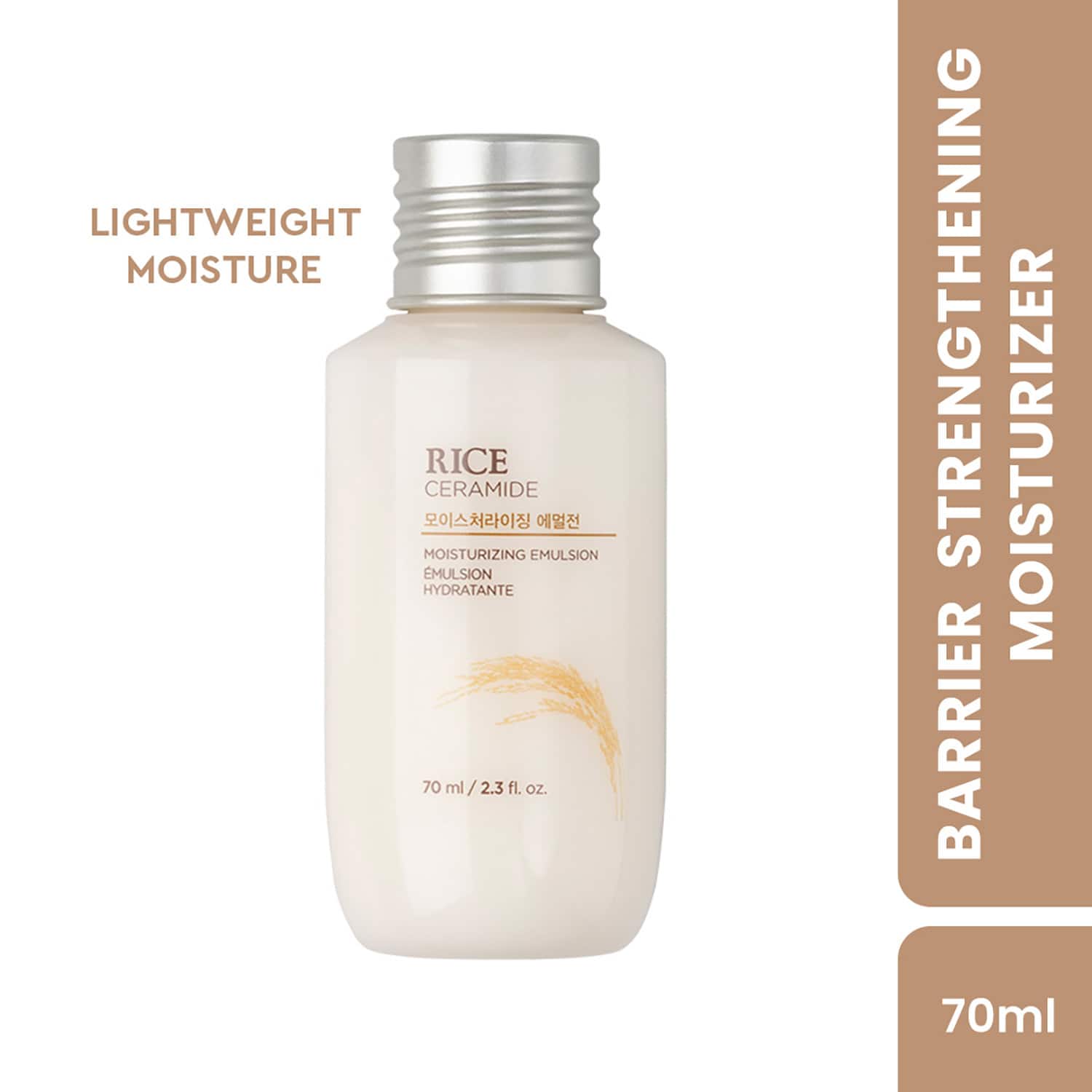 The Face Shop Rice & Ceramide Moisturizing Emulsion Cream - Korean Brightening Moisturizer (70ml)