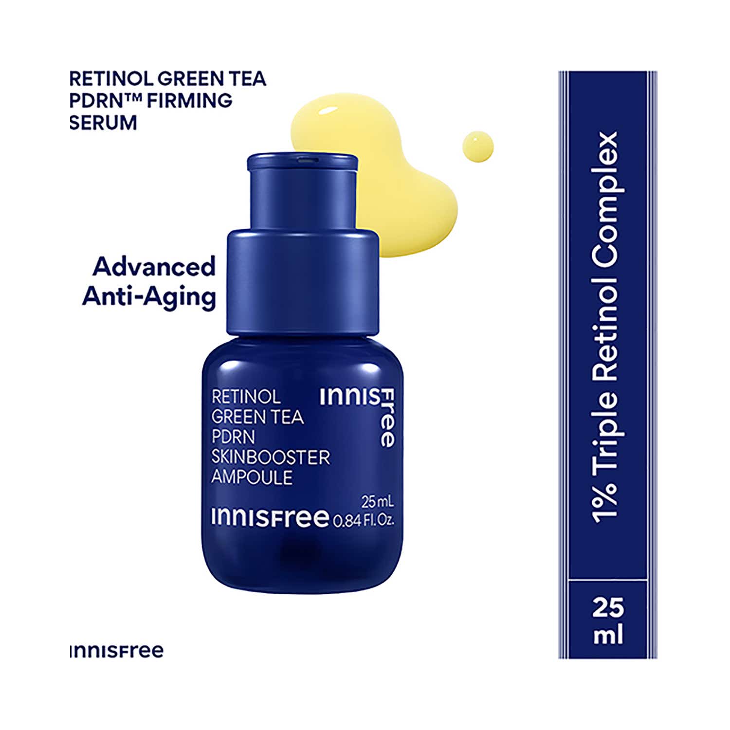 Innisfree 1% Retinol Green Tea VEGAN PDRN Ampoule Anti-Aging Brightening, Skin-Soothing Serum (25 ml)
