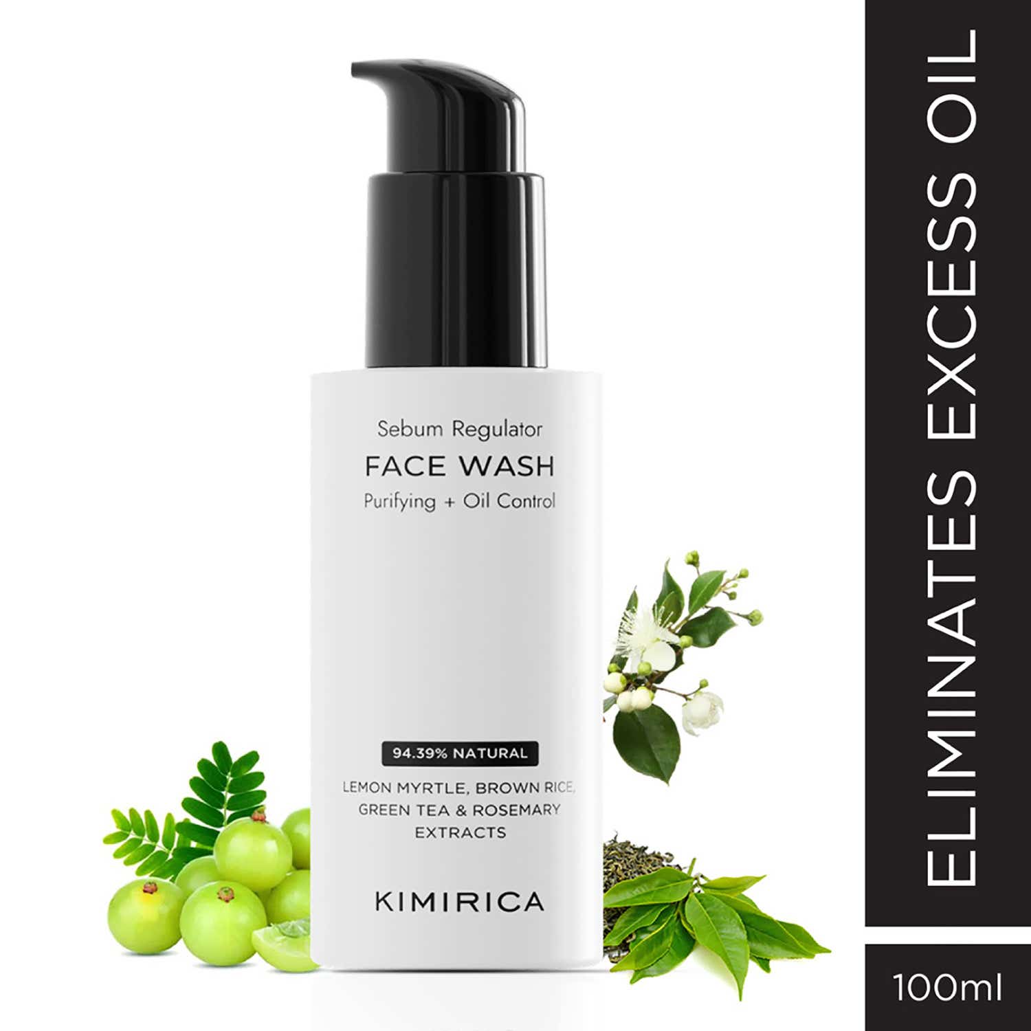 Kimirica Purifying Gel Face Wash for Oil Control with Green Tea Lemon Myrtle Brown Rice (100 ml)